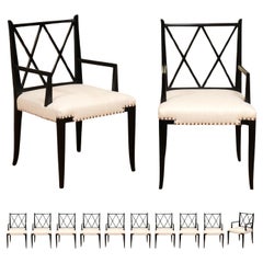Sublime set di 12 sedie da pranzo con schienale a X ARM di Tommi Parzinger, circa 1950