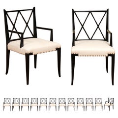 Sublime set di 14 sedie da pranzo con schienale a X ARM di Tommi Parzinger, circa 1950
