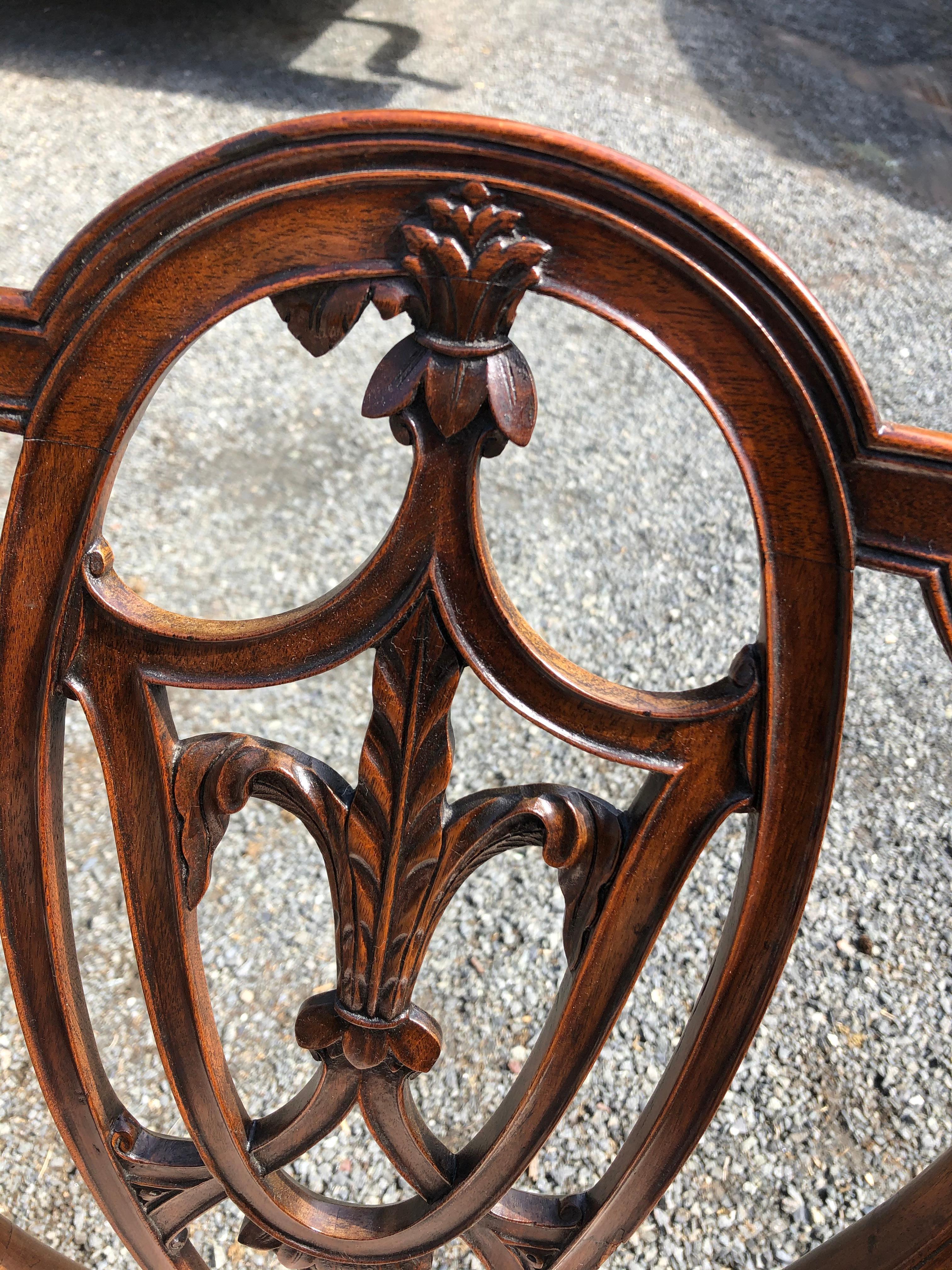 Regency Sublime Set of 4 Antique Mahogany Shield Back Dining Chairs with Leather Seats