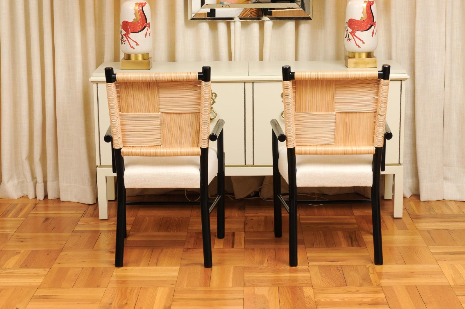 Sublime Set of 8 ARM Cane Back Dining Chairs by John Hutton for Donghia For Sale 7