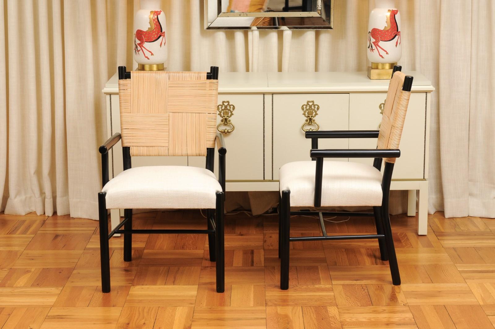 Sublime Set of 8 ARM Cane Back Dining Chairs by John Hutton for Donghia For Sale 10