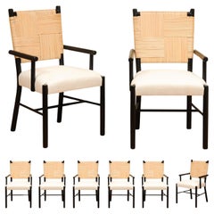 Sublime Set of 8 ARM Cane Back Dining Chairs by John Hutton for Donghia