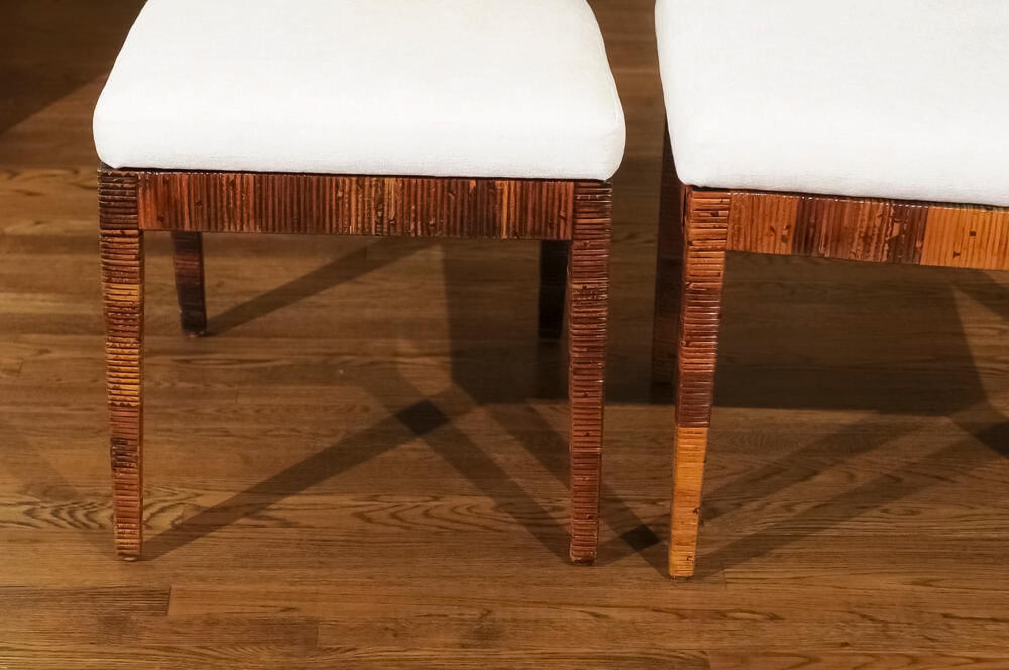 Sublime ensemble de 8 chaises de salle à manger en rotin caramel de Baldwin pour Bielecky Brothers en vente 3
