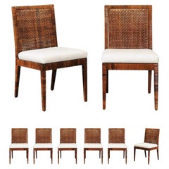 Sublime Set of 8 Caramel Cane Dining Chairs by Baldwin for Bielecky Brothers
