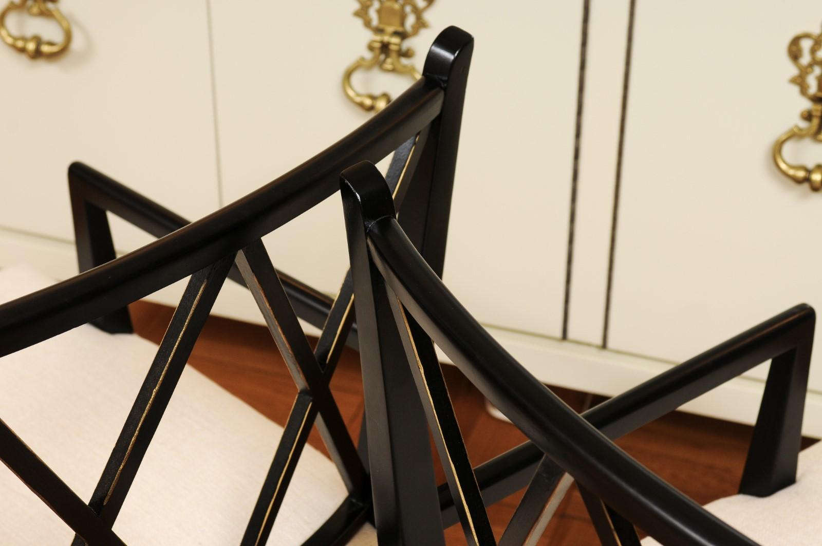 Sublime set di 8 sedie da pranzo con schienale a X ARM di Tommi Parzinger, circa 1950 in vendita 11