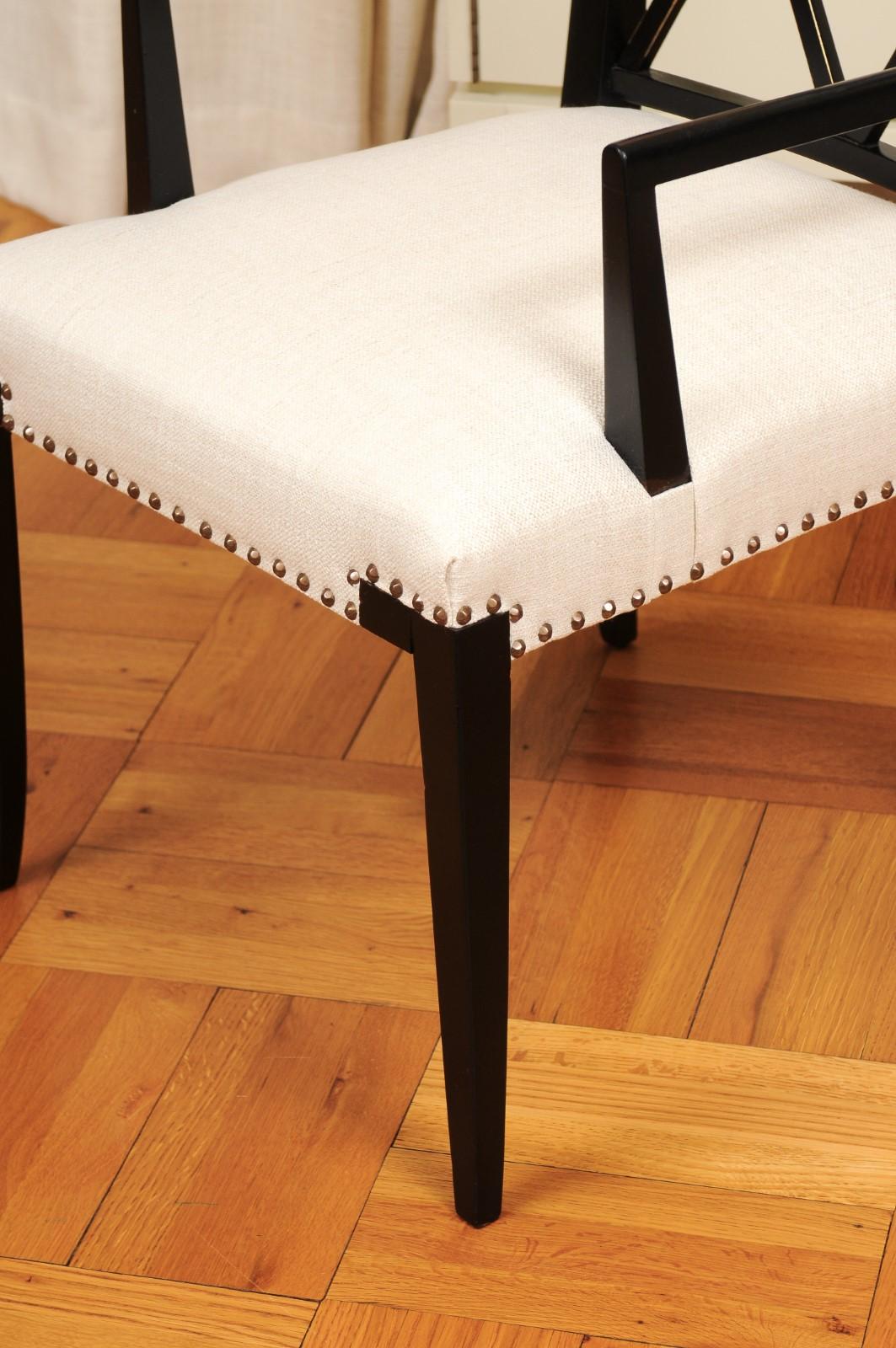 Sublime set di 8 sedie da pranzo con schienale a X ARM di Tommi Parzinger, circa 1950 in vendita 12