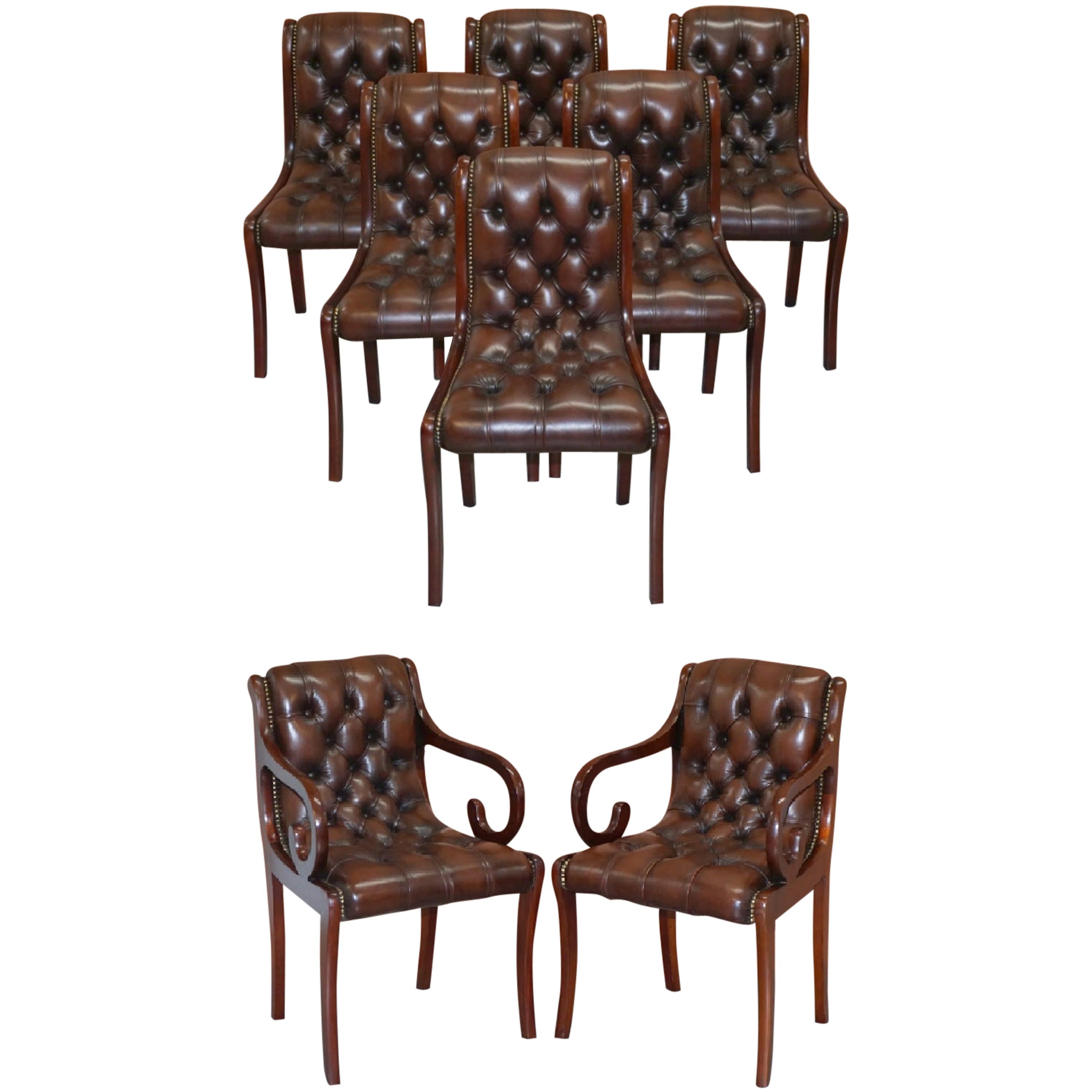 Leather chesterfield dining chairs outlet