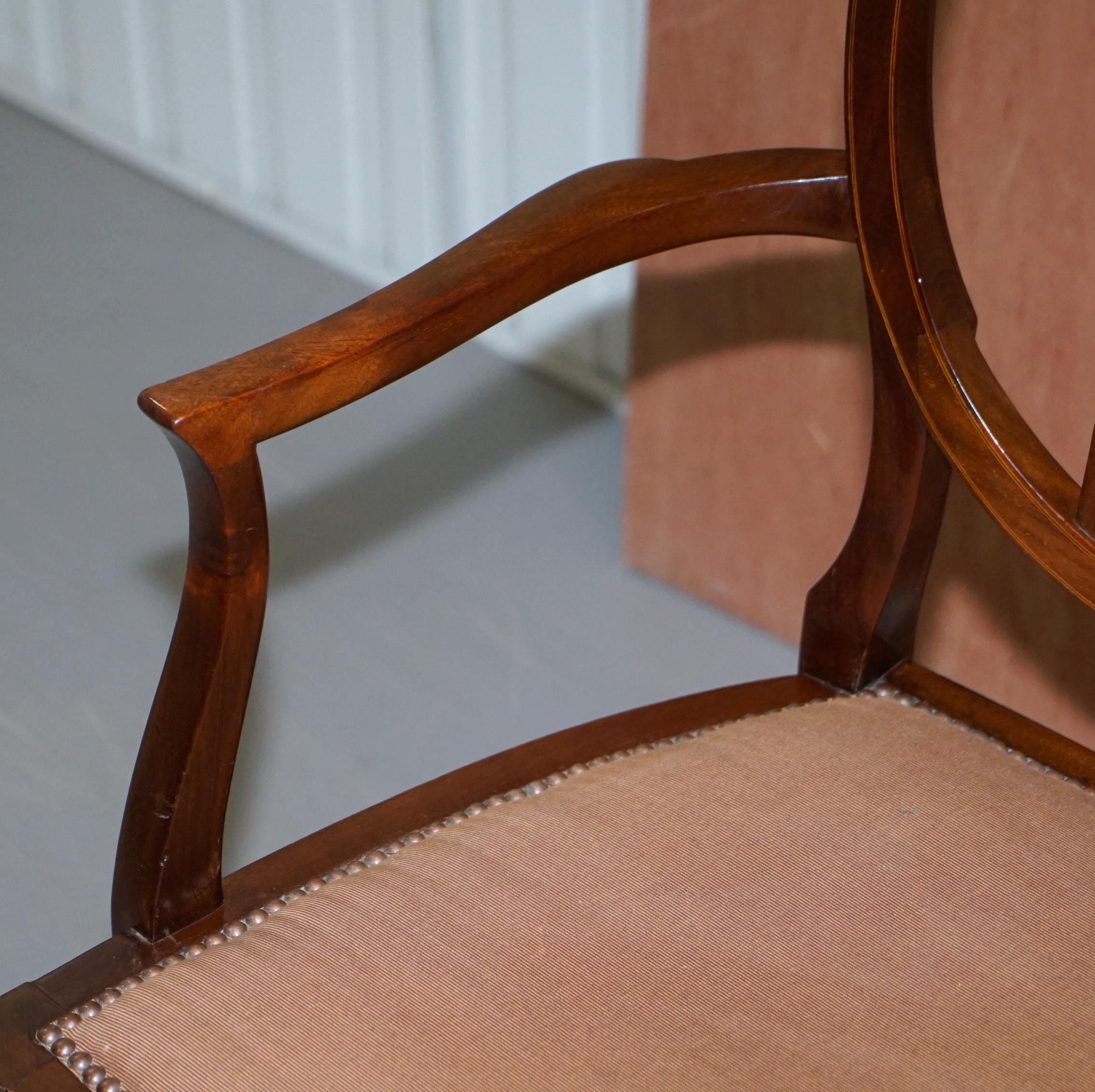 Sublime Sheraton Revival Mahogany Inlaid George Hepplewhite Style Bench Seat 4