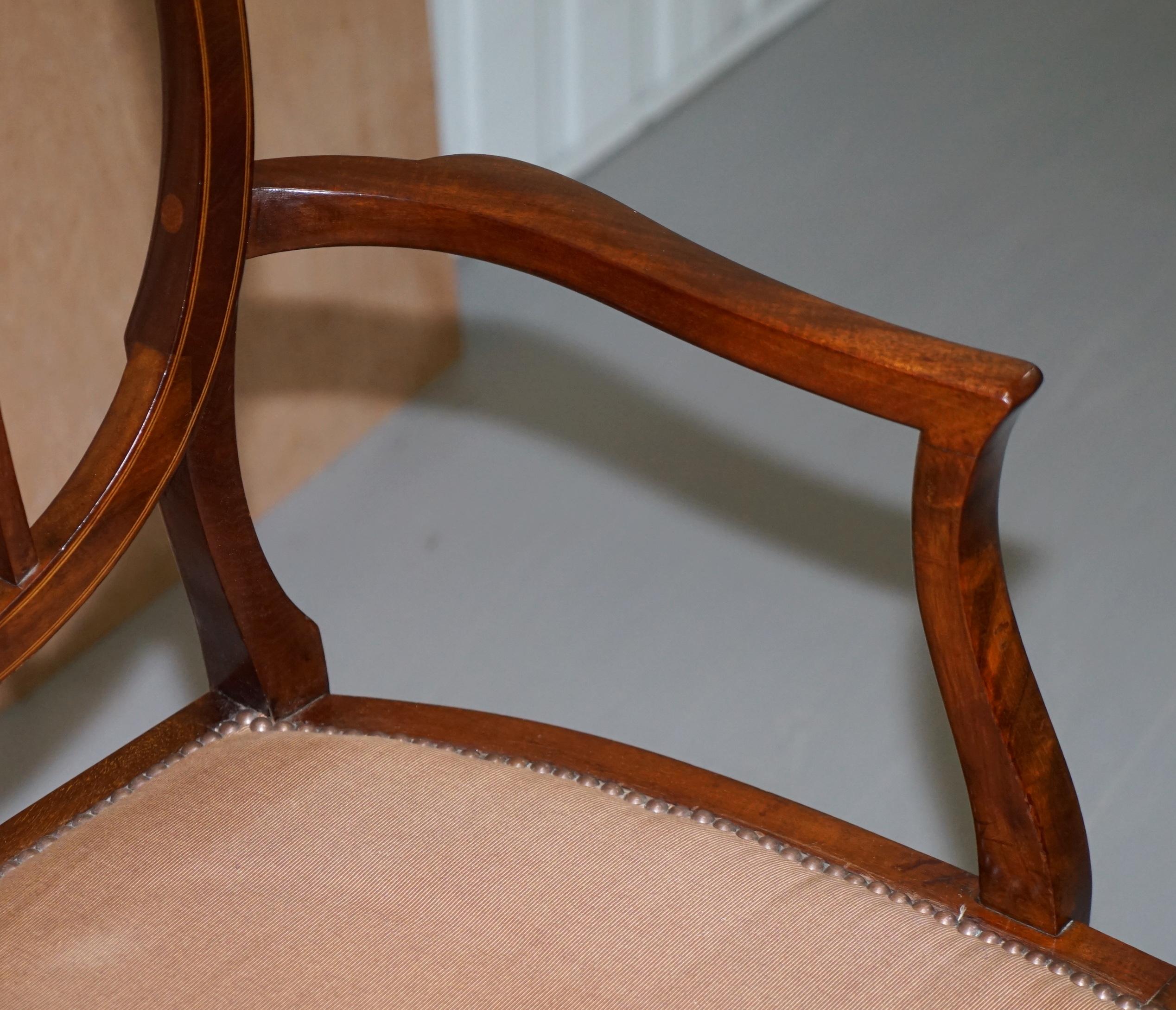 Sublime Sheraton Revival Mahogany Inlaid George Hepplewhite Style Bench Seat 5