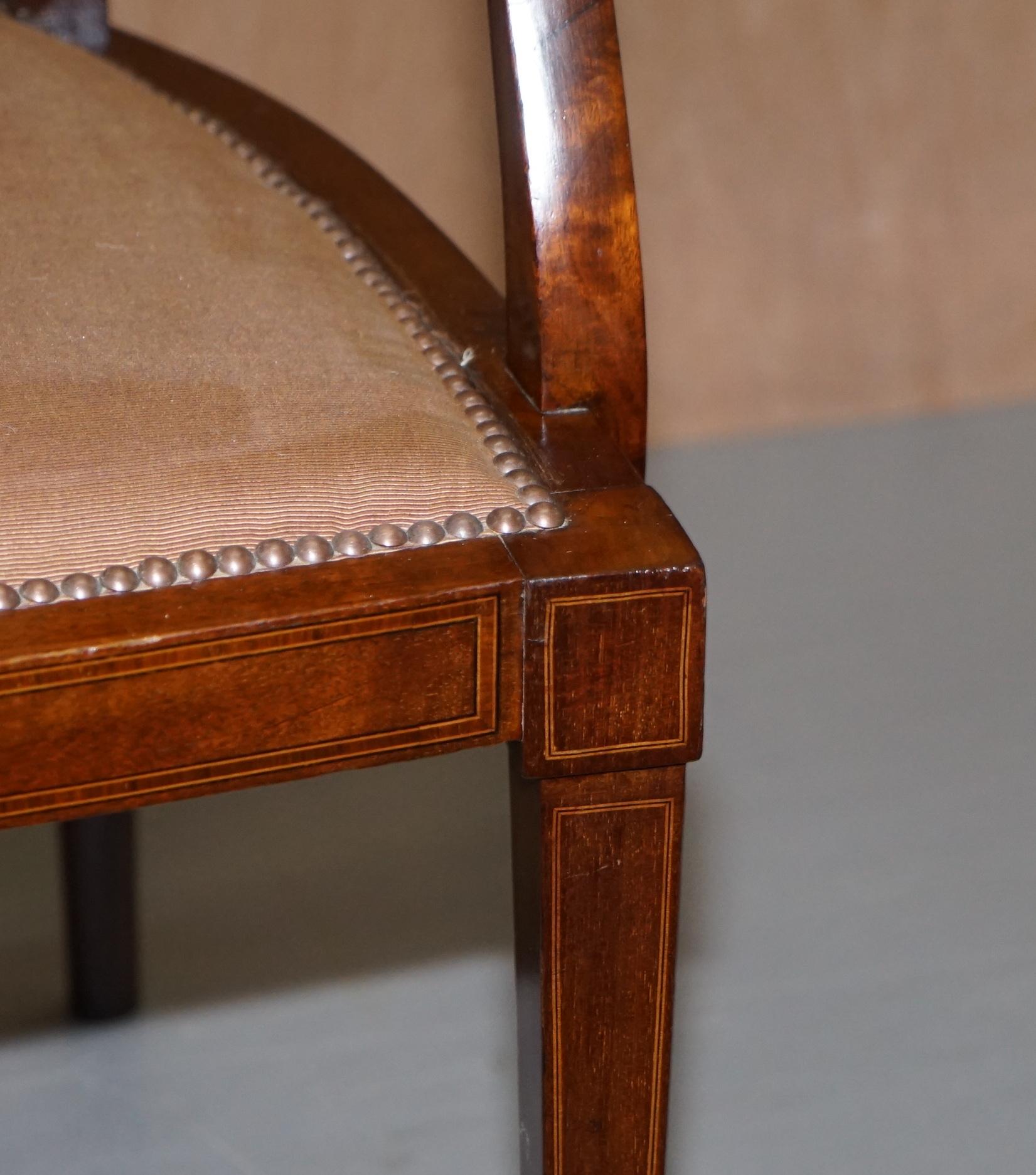 Sublime Sheraton Revival Mahogany Inlaid George Hepplewhite Style Bench Seat 7