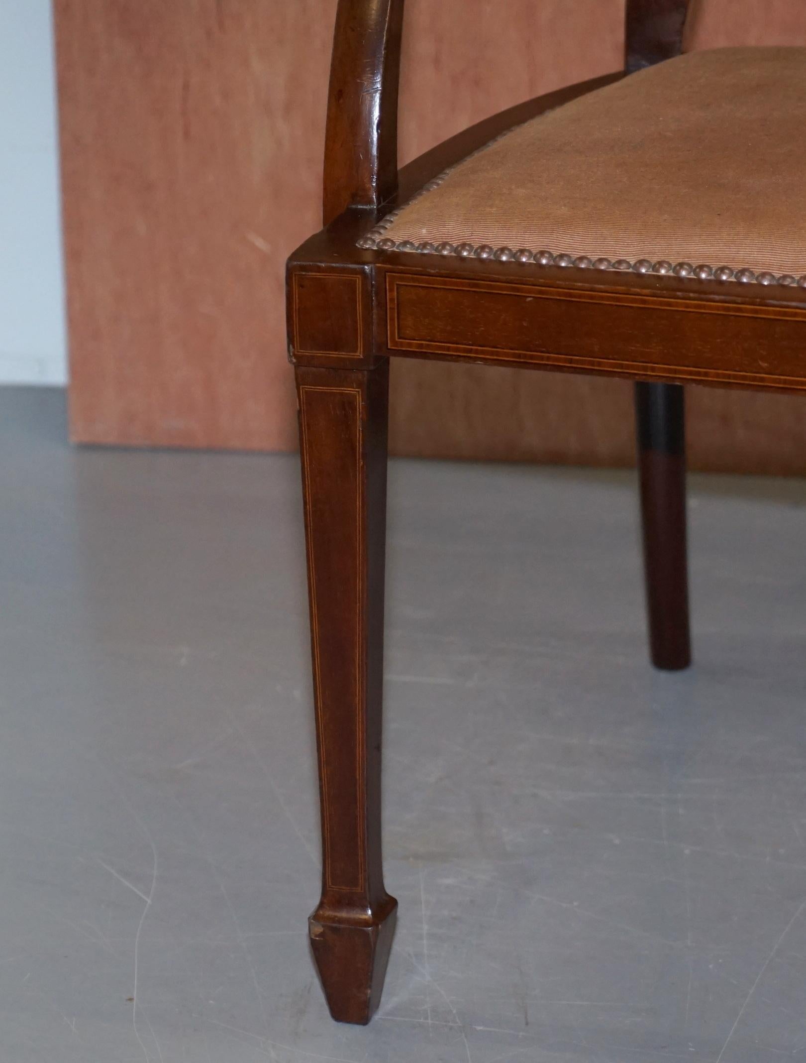 Sublime Sheraton Revival Mahogany Inlaid George Hepplewhite Style Bench Seat 8