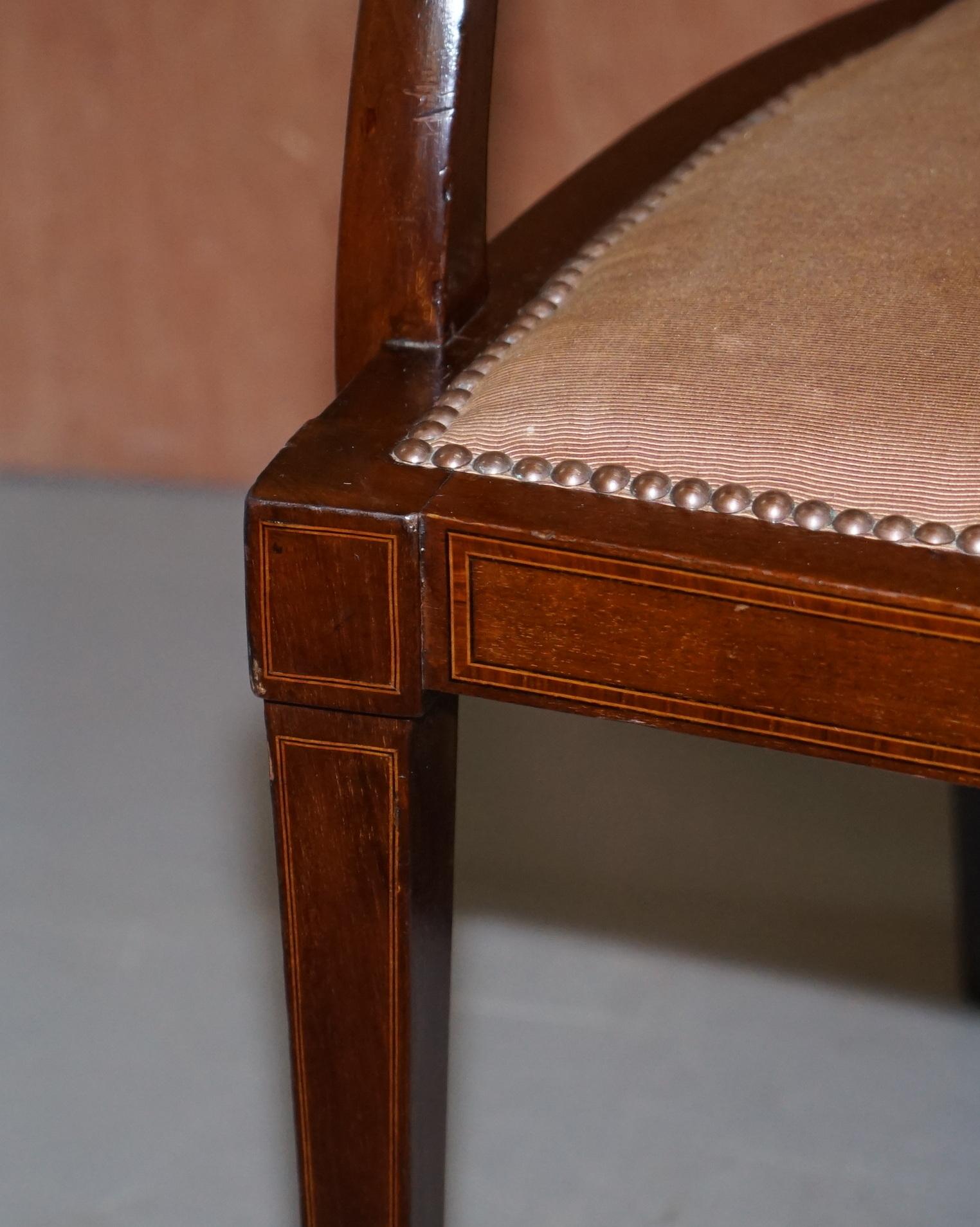 Sublime Sheraton Revival Mahogany Inlaid George Hepplewhite Style Bench Seat 9