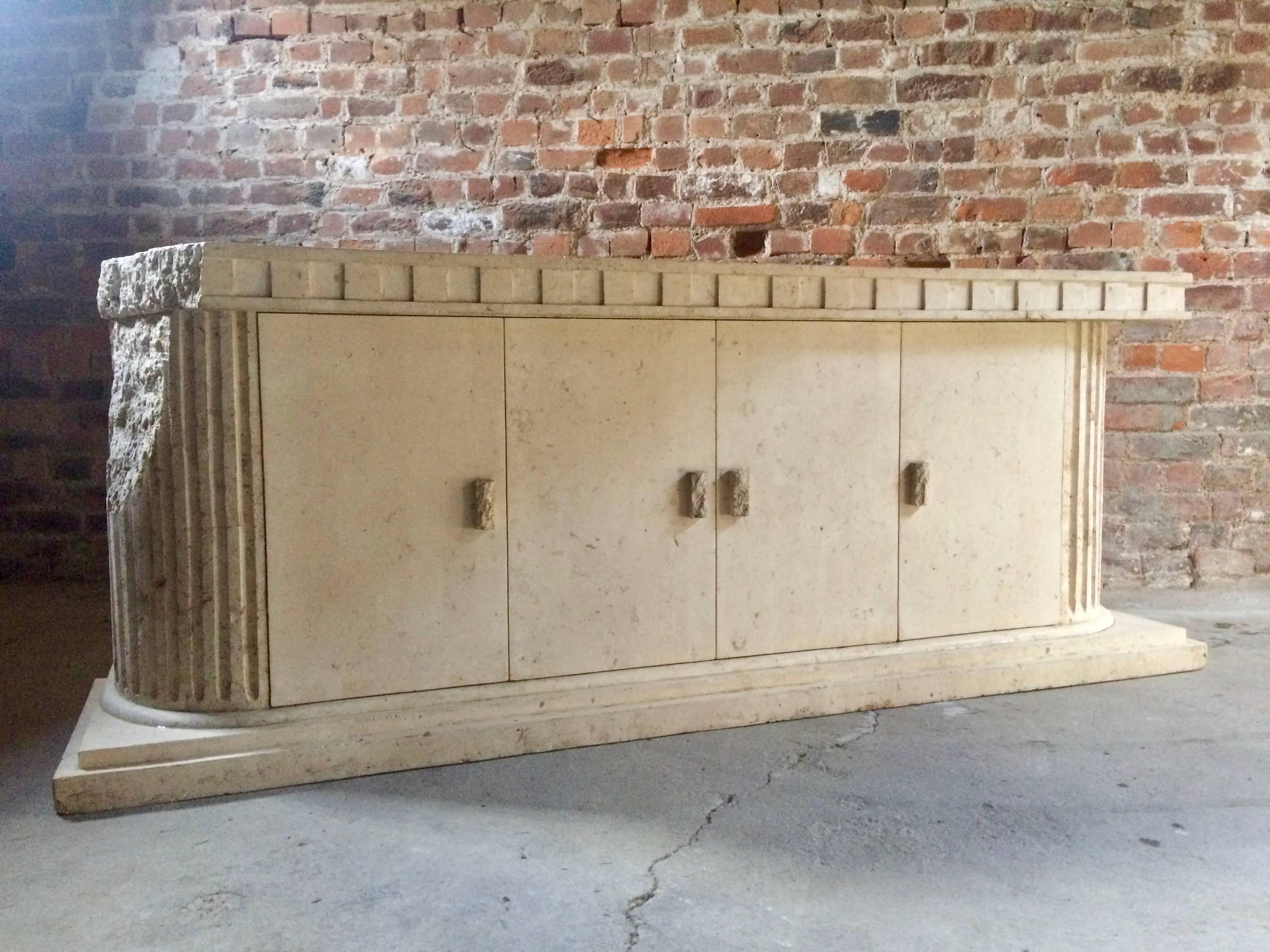 Sublime Sideboard Credenza Composite Marble Parthenon Greek Style Fluted Columns For Sale 4