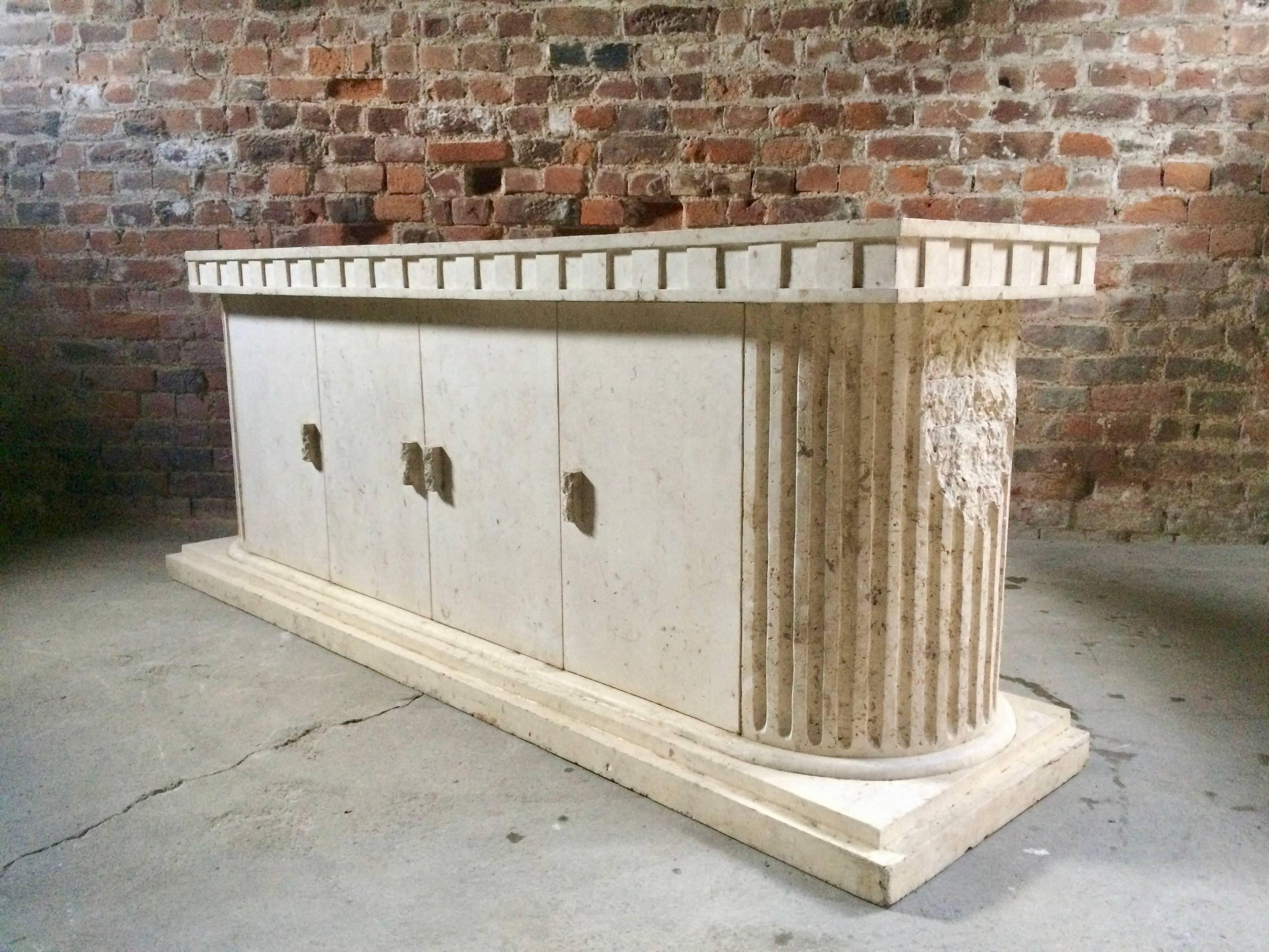 Sublime Sideboard Credenza Composite Marble Parthenon Greek Style Fluted Columns For Sale 5
