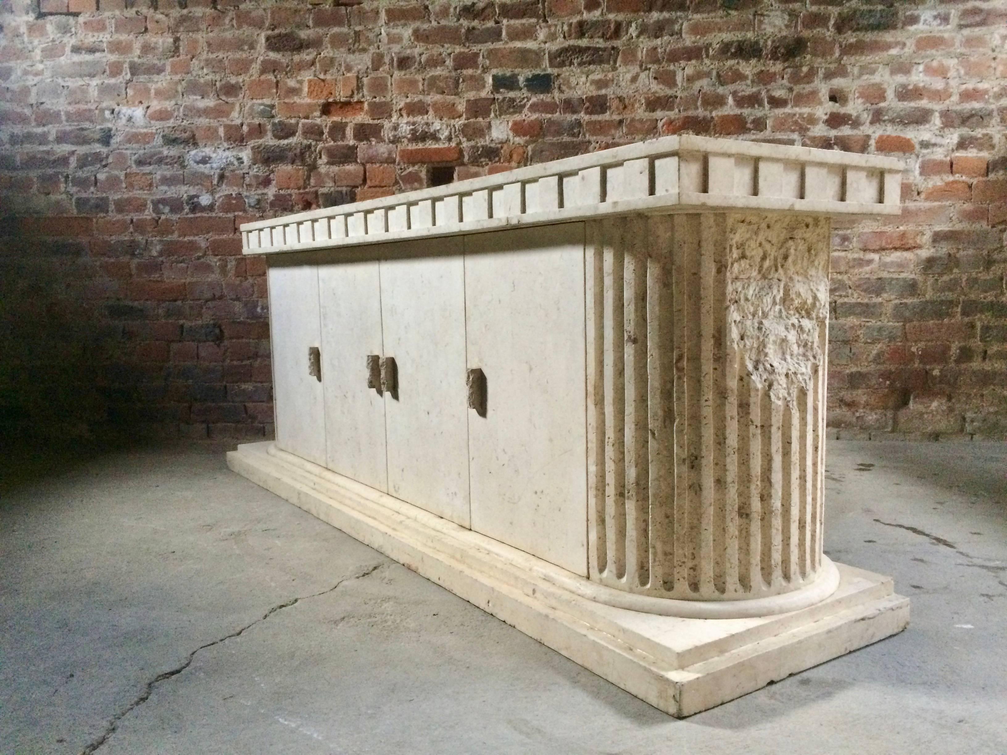 Sublime Sideboard Credenza Composite Marble Parthenon Greek Style Fluted Columns For Sale 6