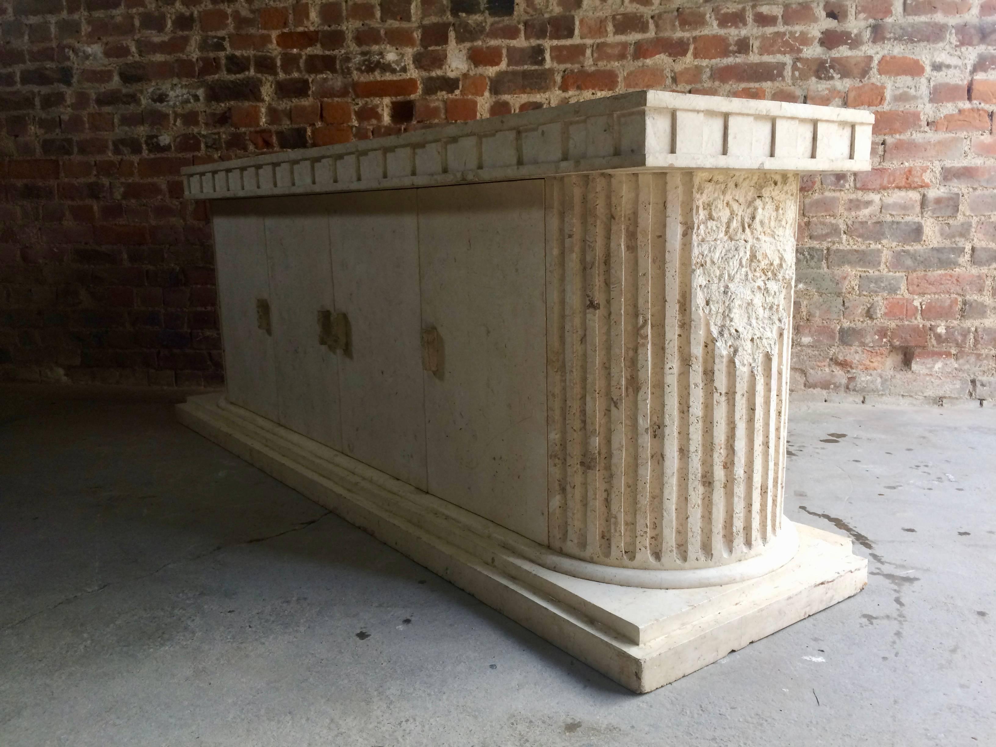 Sublime Sideboard Credenza Composite Marble Parthenon Greek Style Fluted Columns In Good Condition For Sale In Longdon, Tewkesbury