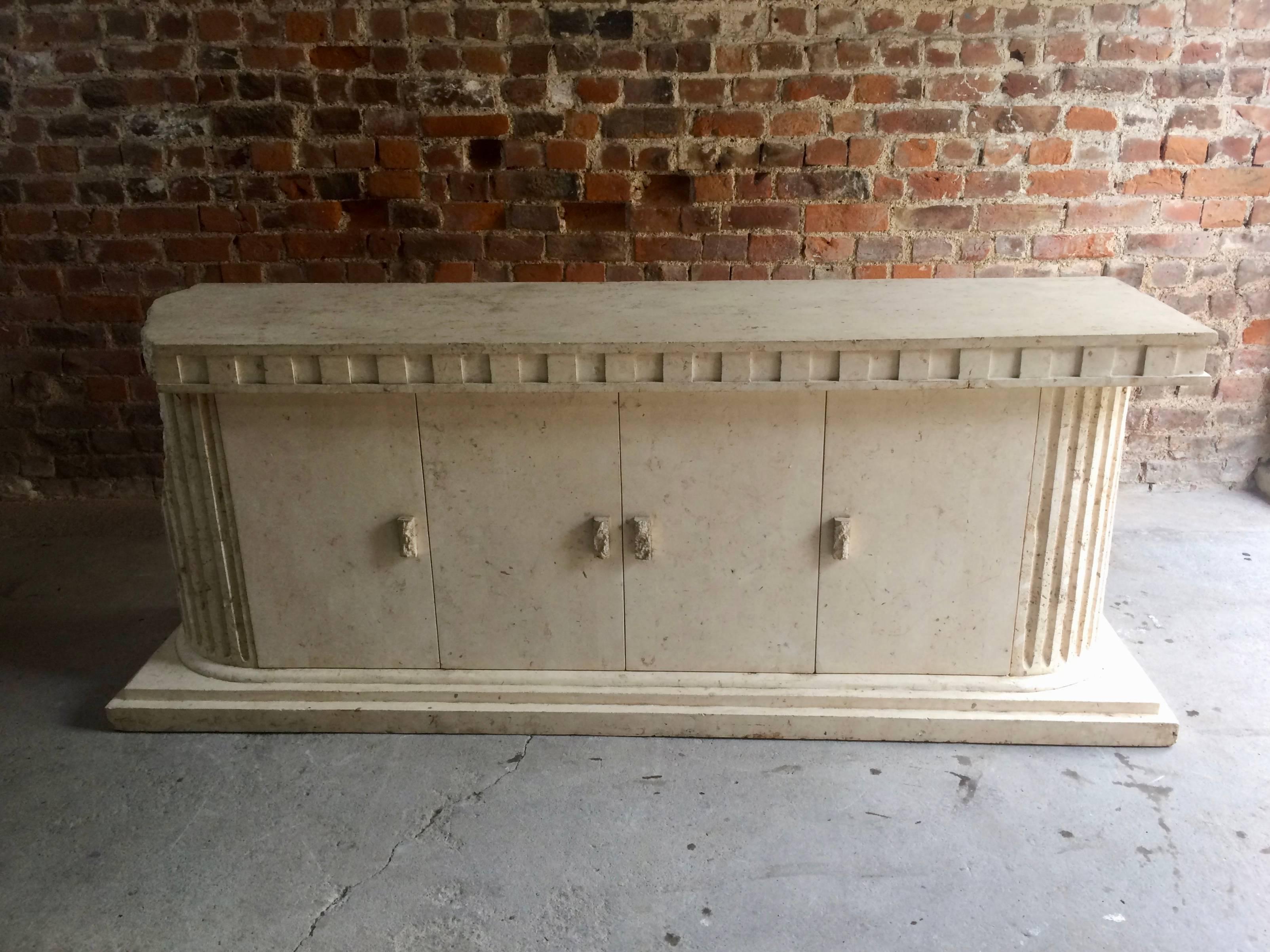 Sublime Sideboard Credenza Composite Marble Parthenon Greek Style Fluted Columns For Sale 2