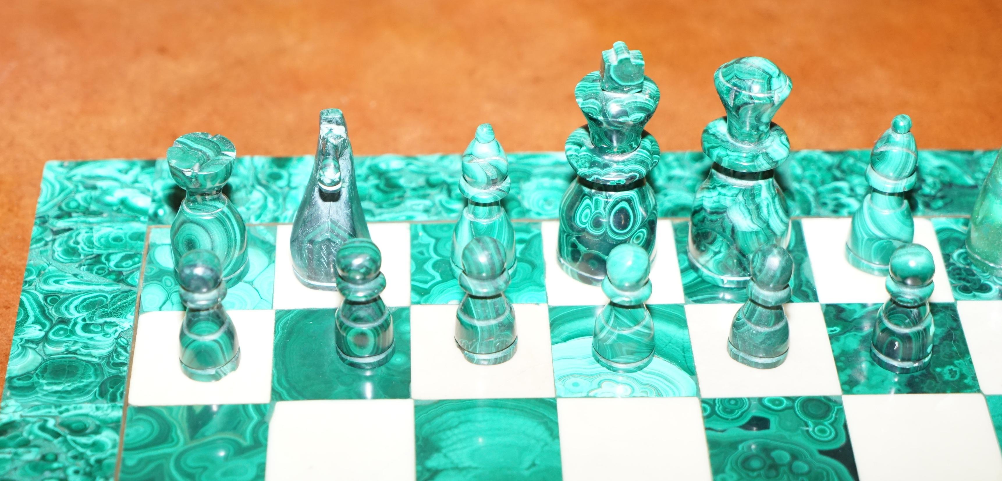 malachite chess pieces