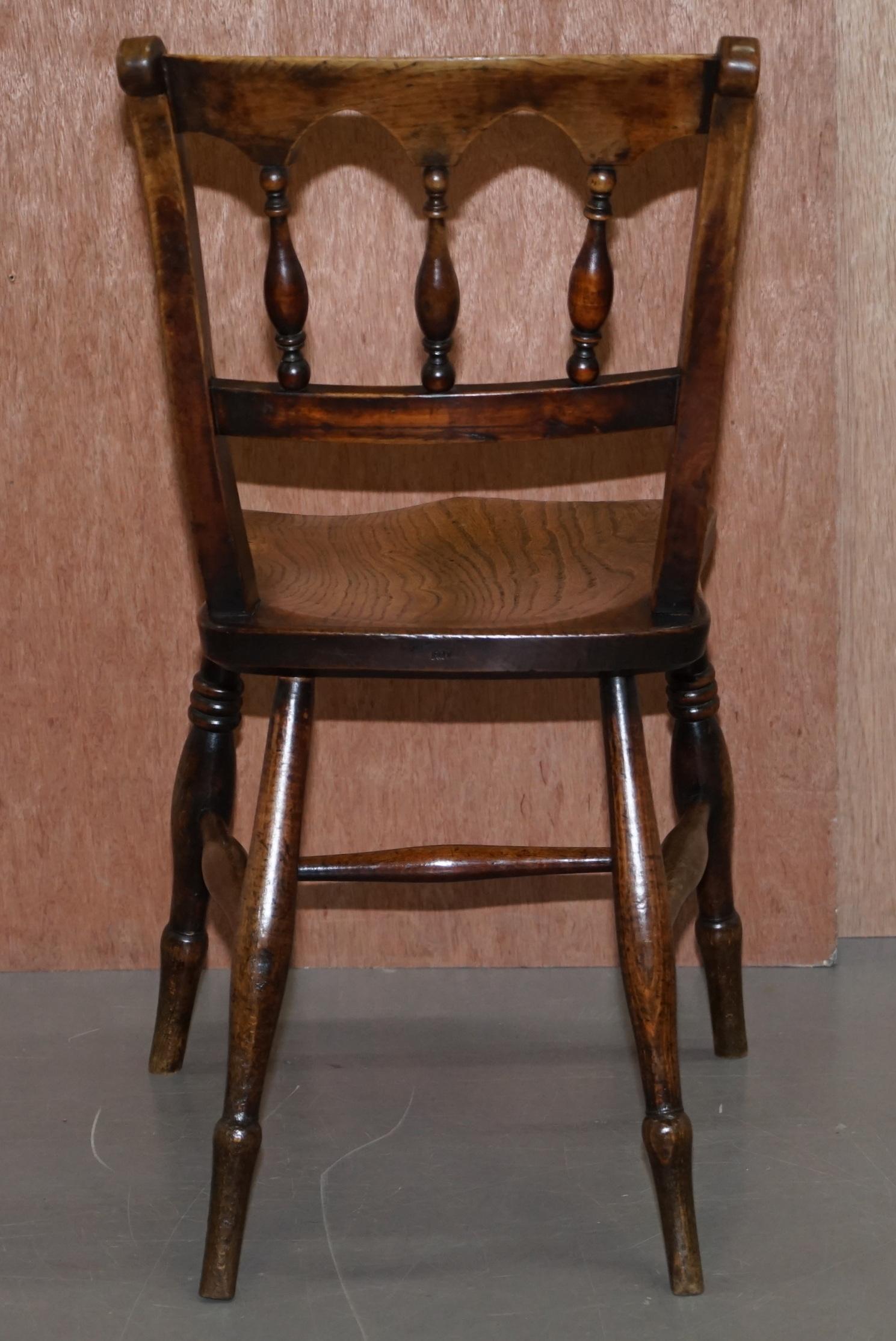 Elm Sublime Suite of Eight circa 1840 English Windsor Thames Valley Dining Chairs 8