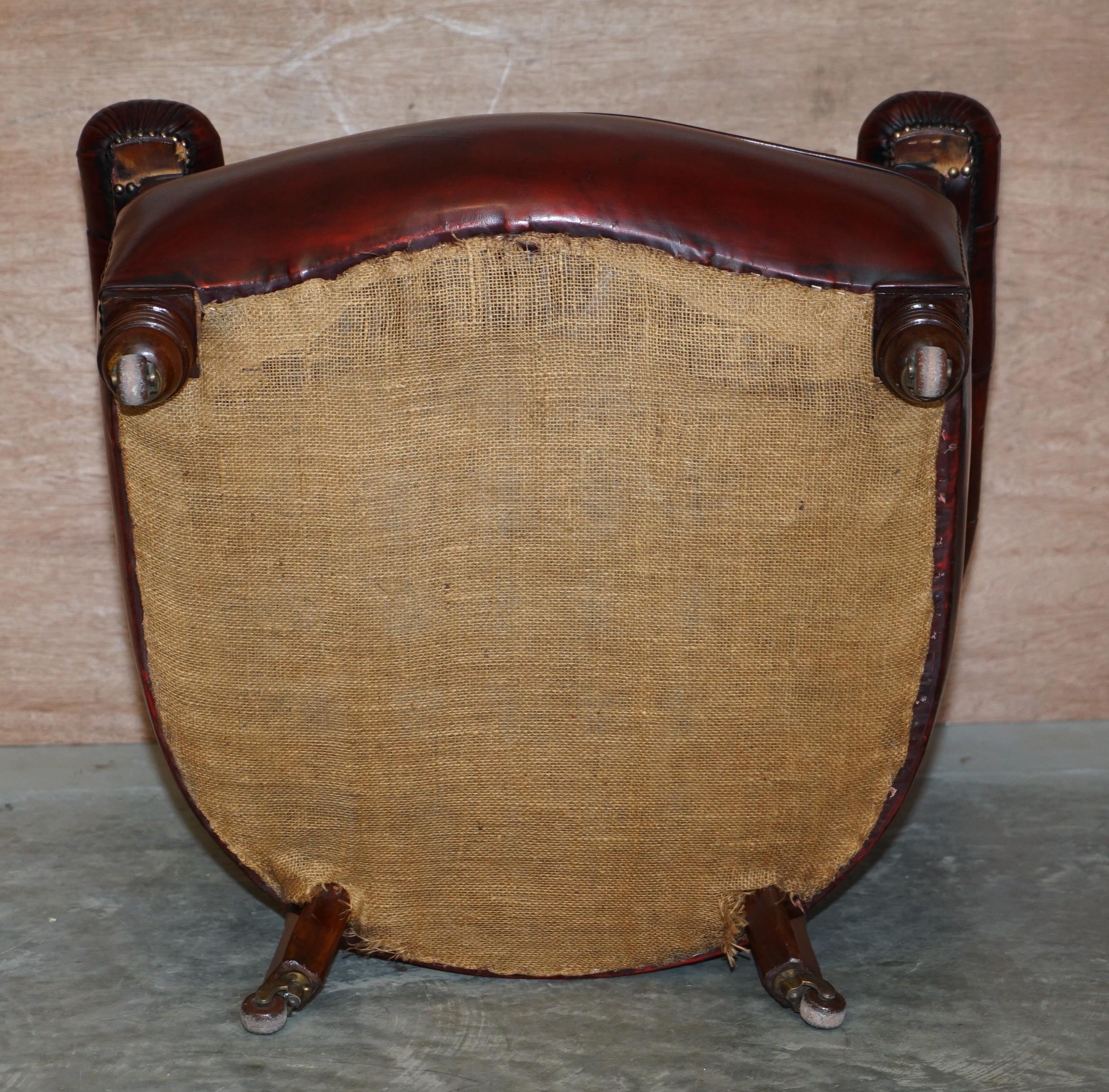 Sublime Victorian 1860 Antique Restored Bordeaux Leather Chesterfield Armchair 12