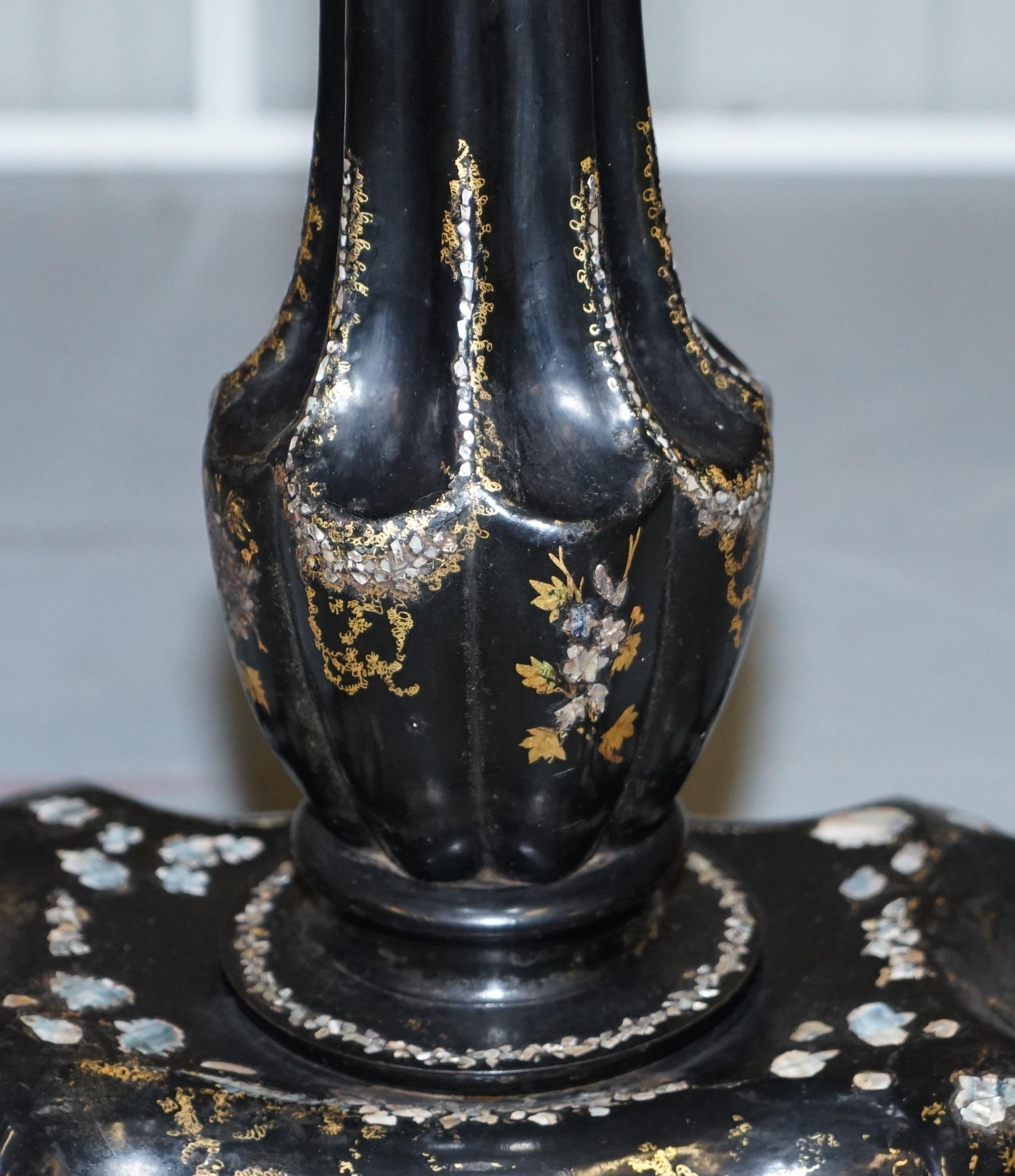Sublime Victorian Mother of Papier Mâché Hand Painted Sewing Work Box 4