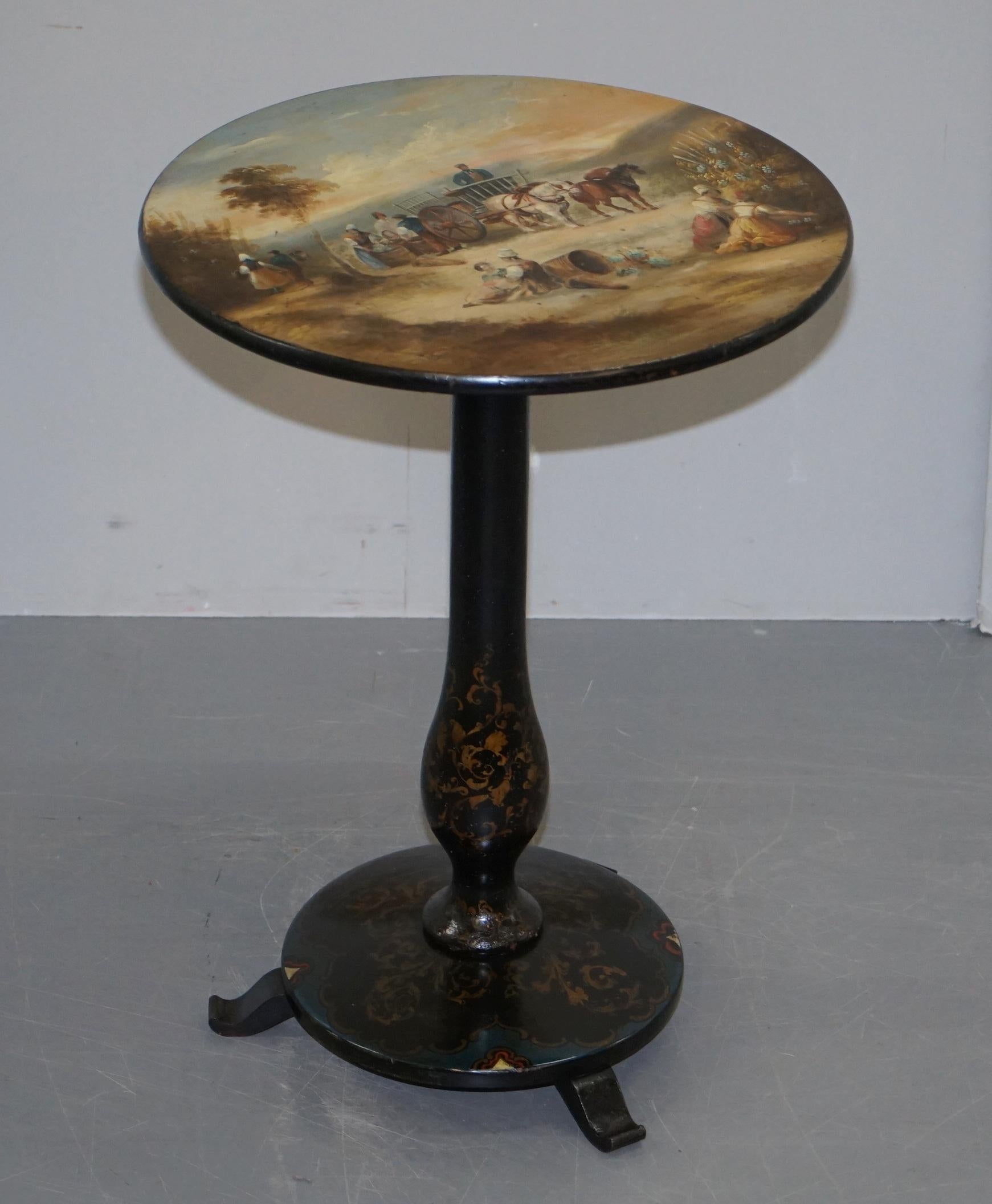 Sublime Victorian Polychrome Painted Parcel Gilt Tilt-Top Occasional Wine Table For Sale 6