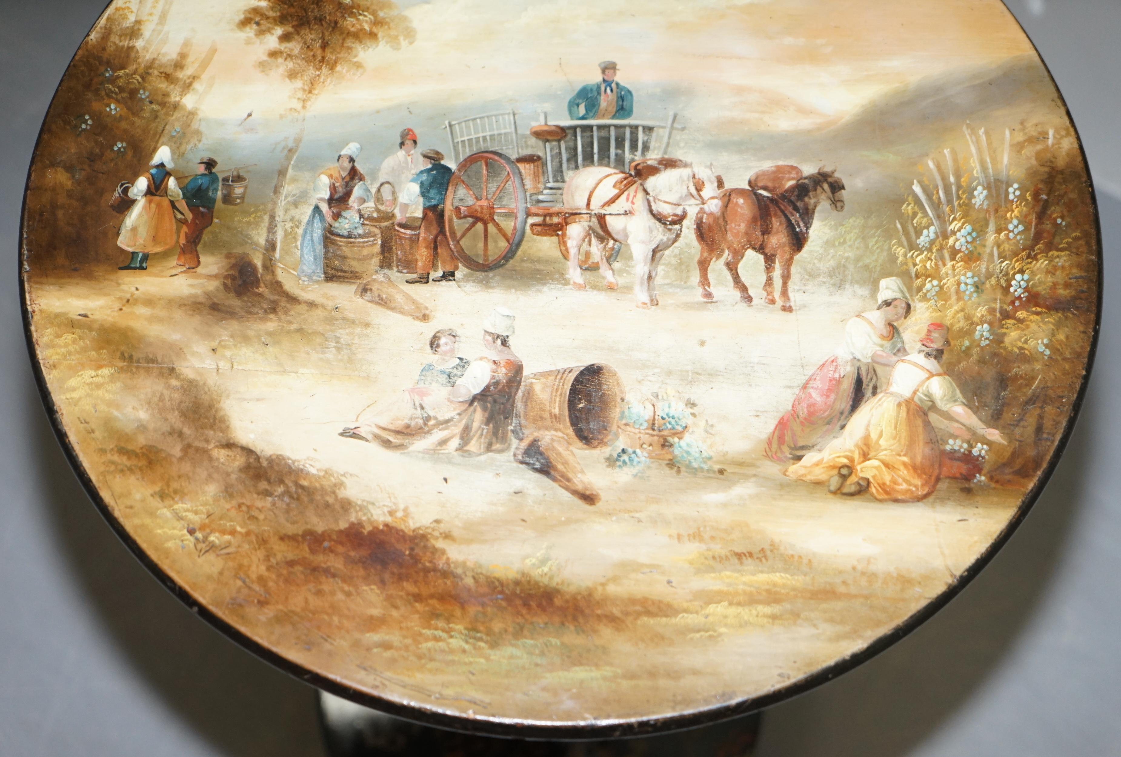 Sublime Victorian Polychrome Painted Parcel Gilt Tilt-Top Occasional Wine Table For Sale 9