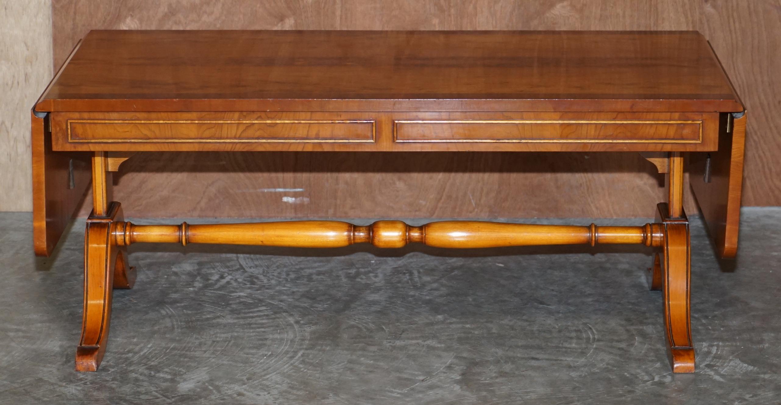 Mid-Century Modern Sublime Vintage Bevan Funnell Extending Burr Yew Wood Coffee Table Part of Suite For Sale