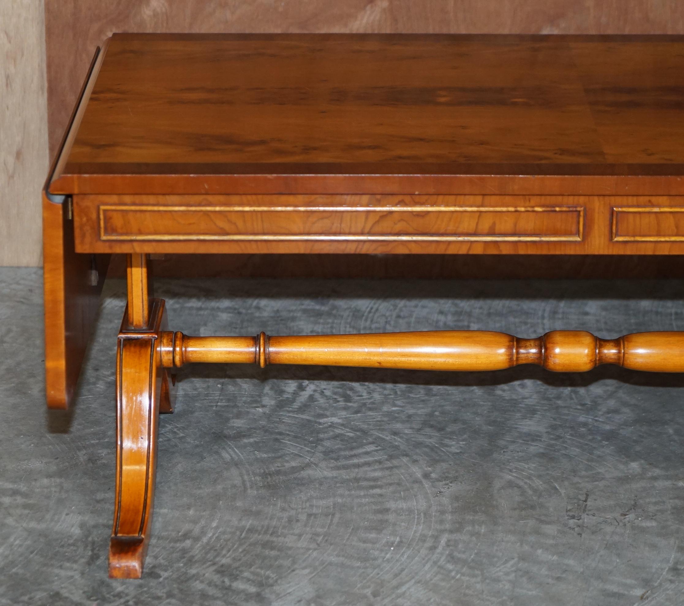 English Sublime Vintage Bevan Funnell Extending Burr Yew Wood Coffee Table Part of Suite For Sale