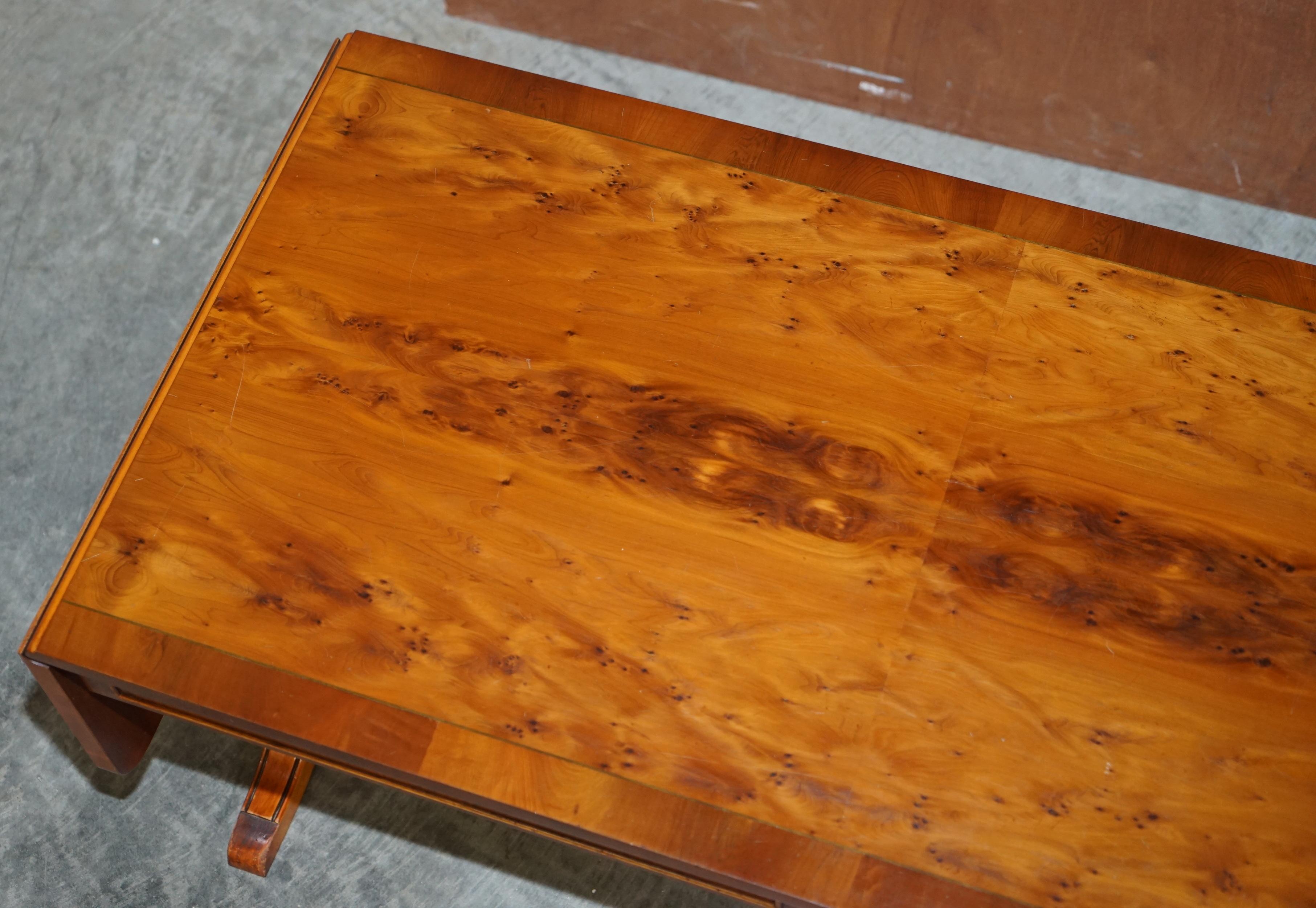 20th Century Sublime Vintage Bevan Funnell Extending Burr Yew Wood Coffee Table Part of Suite For Sale