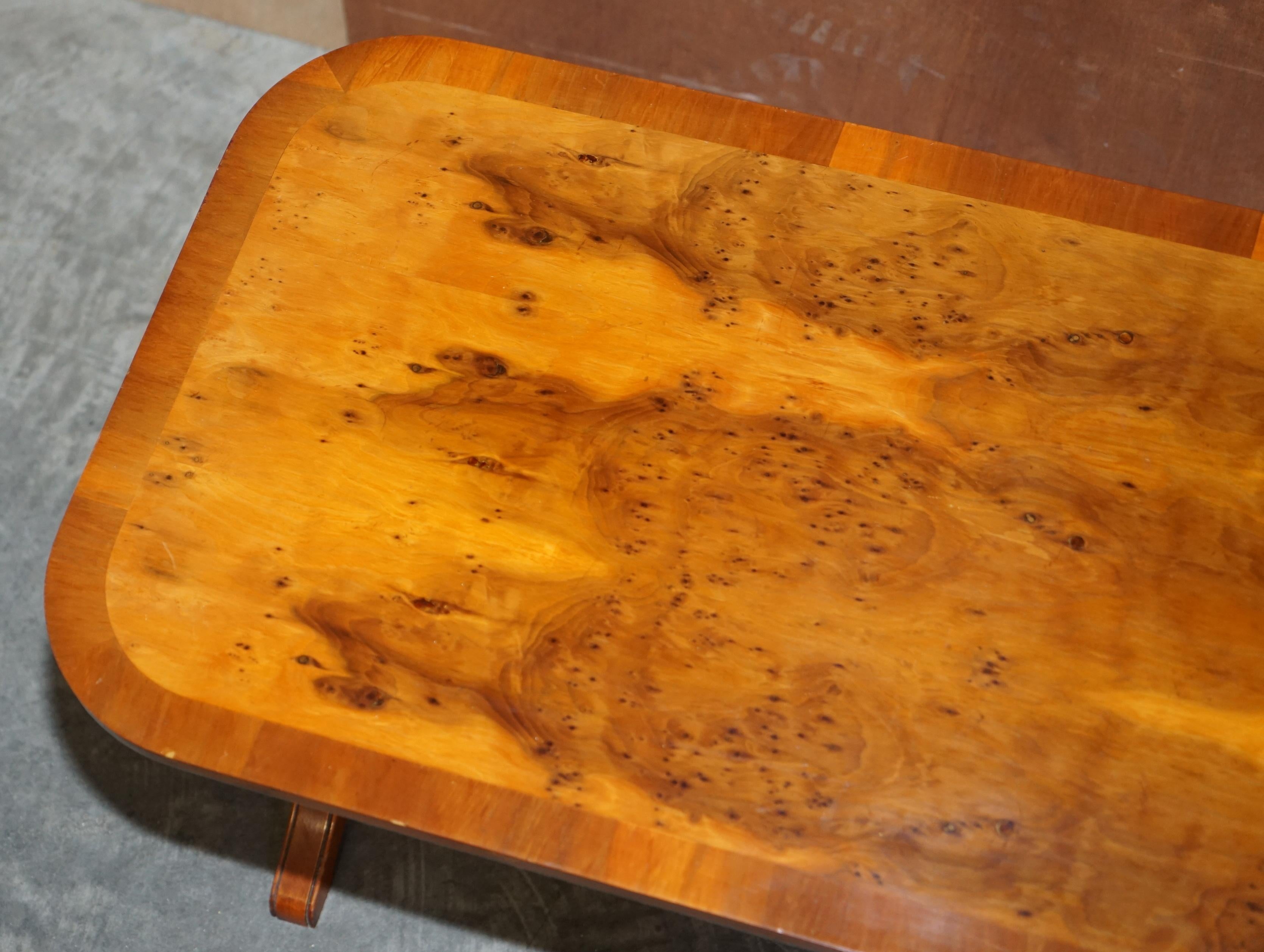 English Sublime Vintage Bevan Funnell Oval Burr Yew Wood Coffee Table Part of Suite For Sale