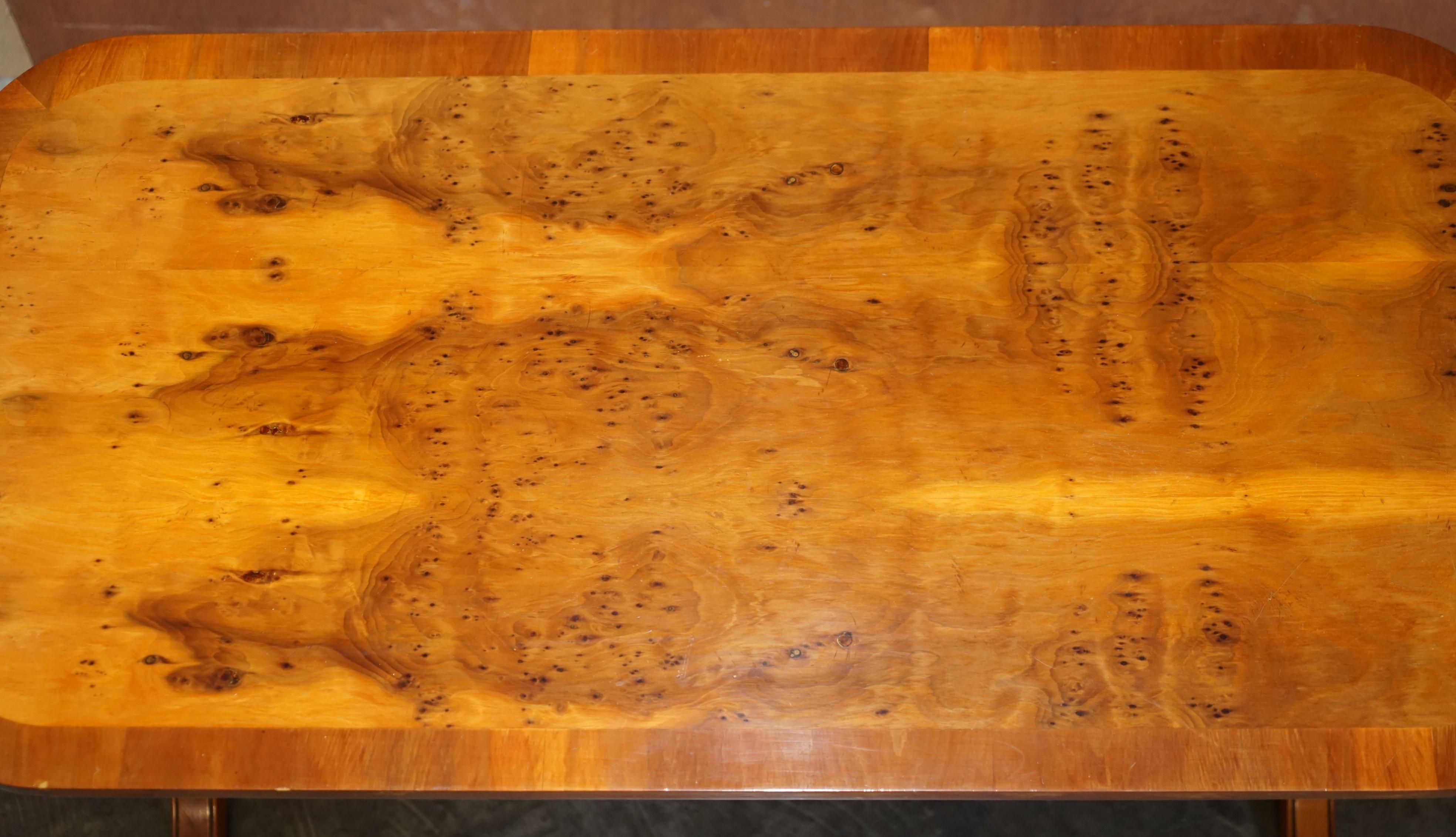 Hand-Crafted Sublime Vintage Bevan Funnell Oval Burr Yew Wood Coffee Table Part of Suite For Sale