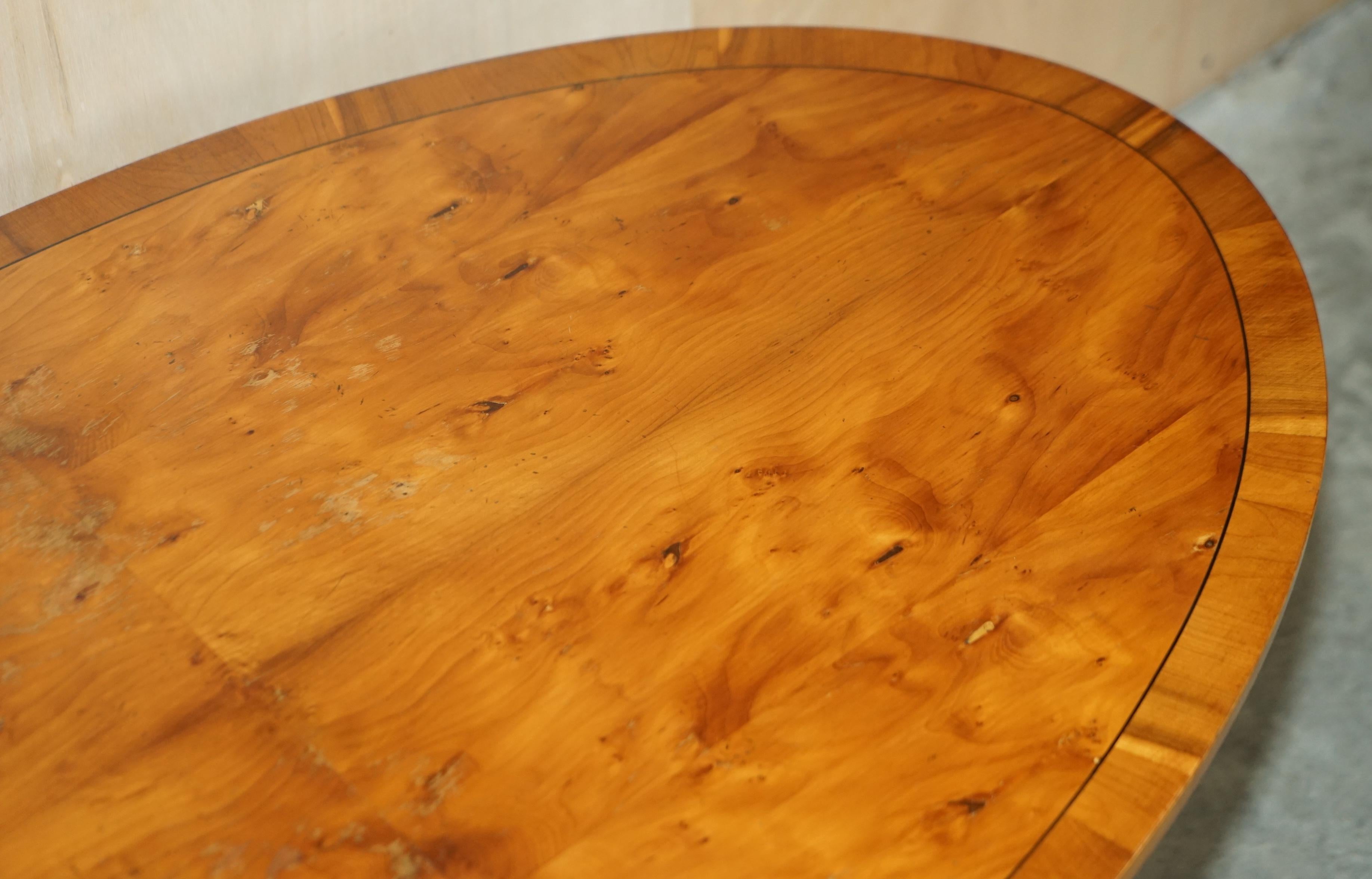 Sublime Vintage Bevan Funnell Oval Burr Yew Wood Coffee Table with