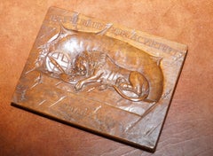 Sublime Vintage Hand Cavred Wooden Plaque & Documents of the Lion of Lucerne