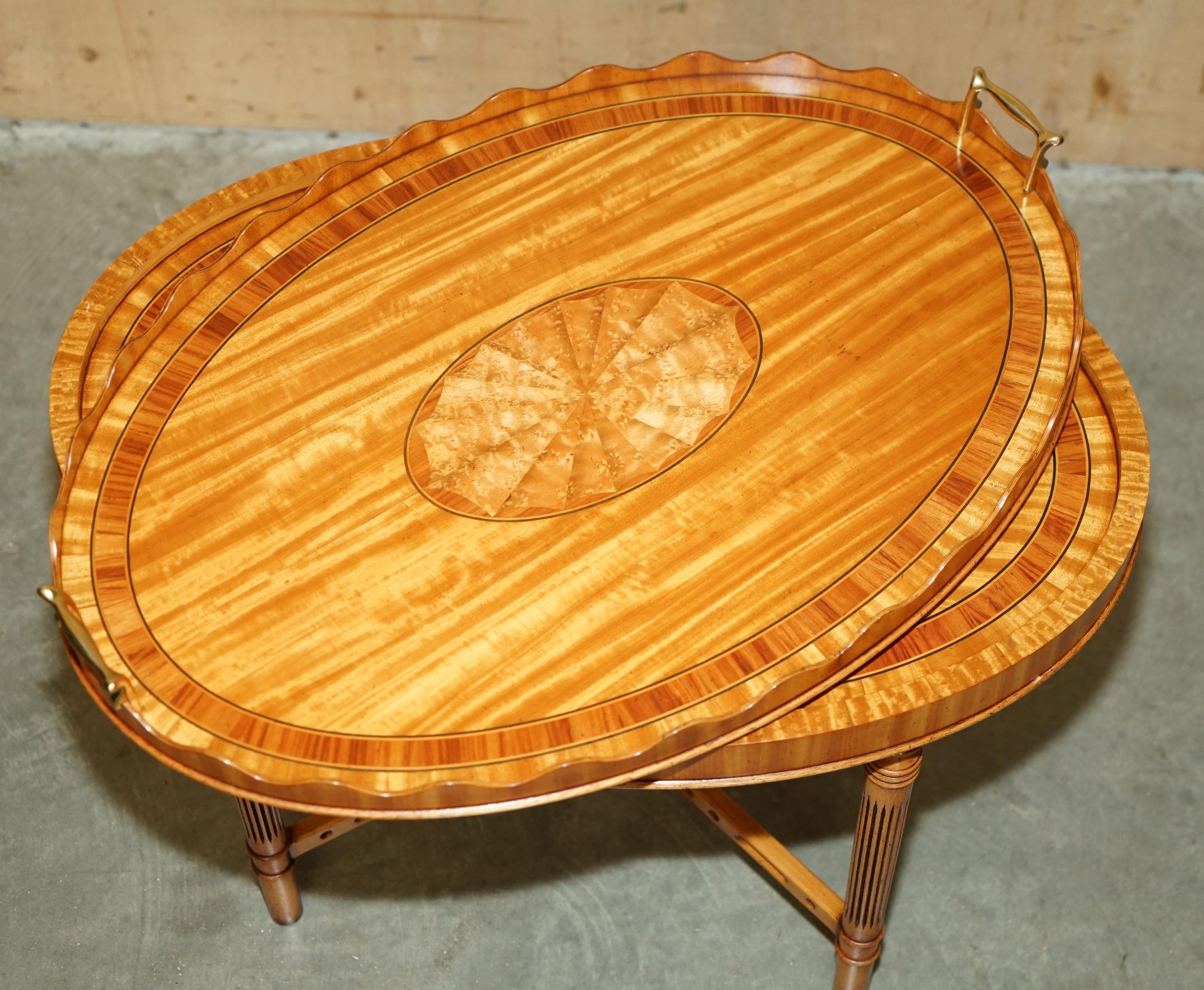 SUBLIME ViNTAGE SHERATON REVIVAL SATINWOOD REMOVABLE TRAY TABLE TOP COFFEE TABLE For Sale 4