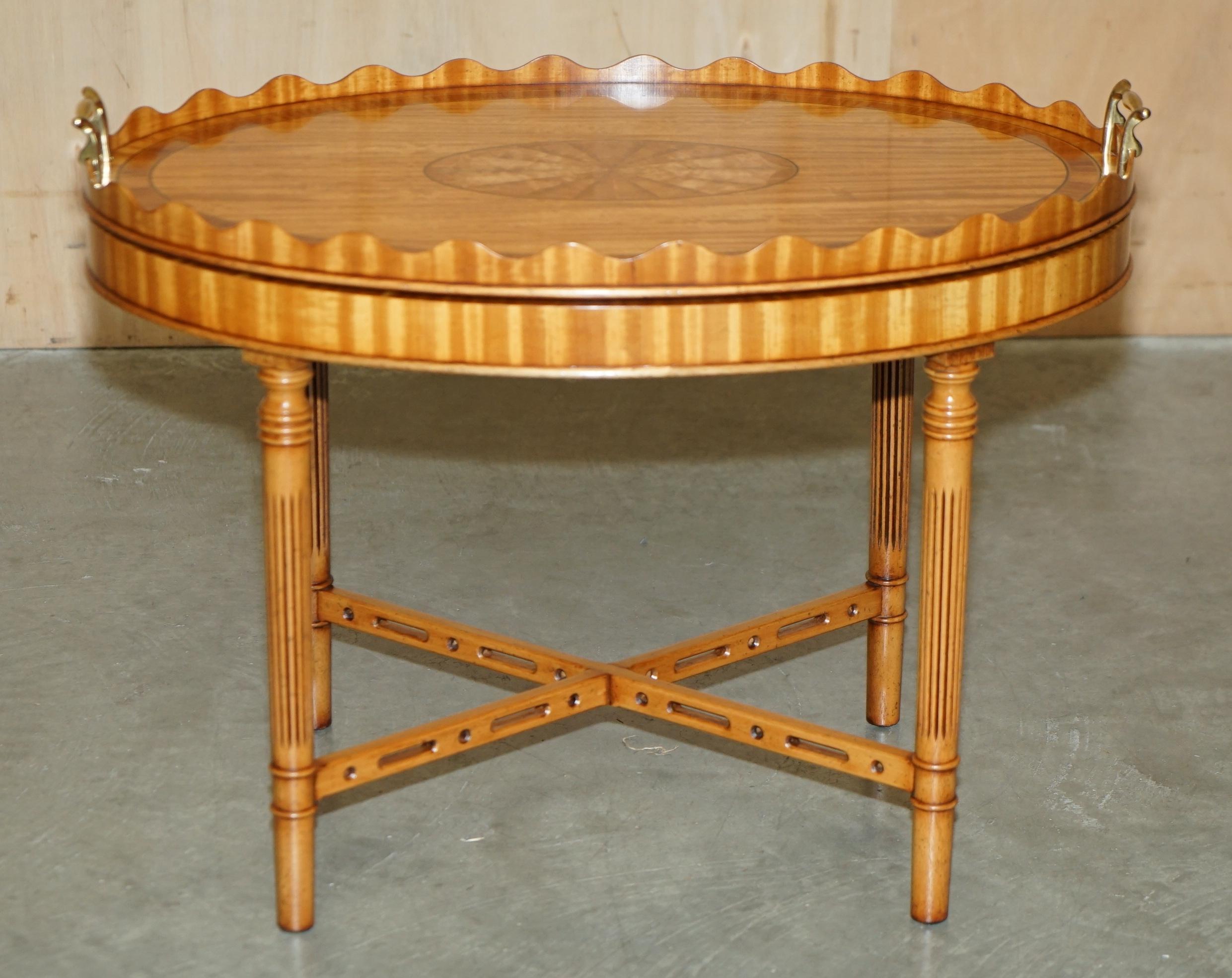 SUBLIME ViNTAGE SHERATON REVIVAL SATINWOOD REMOVABLE TRAY TABLE TOP COFFEE TABLE For Sale 9