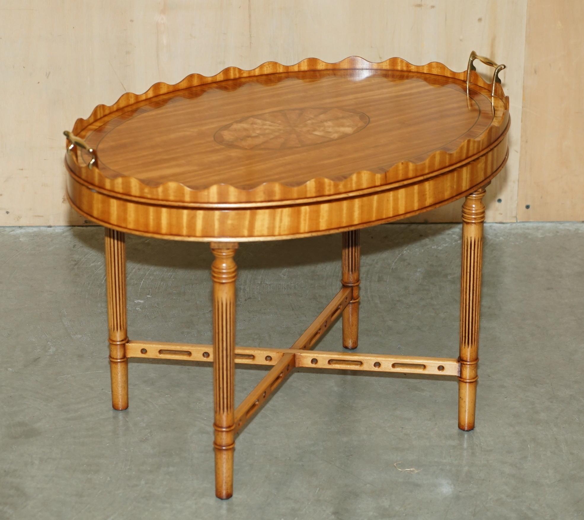 Royal House Antiques

Royal House Antiques is delighted to offer for sale this absolutely stunning, Sheraton Revival hand painted Satinwood coffee table with removable brass handled tray top featuring a Gallery rail 

Please note the delivery fee