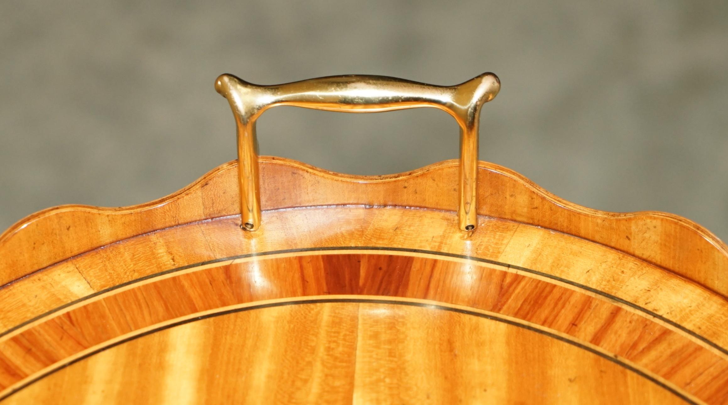 Brass SUBLIME ViNTAGE SHERATON REVIVAL SATINWOOD REMOVABLE TRAY TABLE TOP COFFEE TABLE For Sale