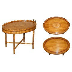SUBLIME ViNTAGE SHERATON REVIVAL SATINWOOD REMOVABLE TRAY TABLE TOP COFFEE TABLE