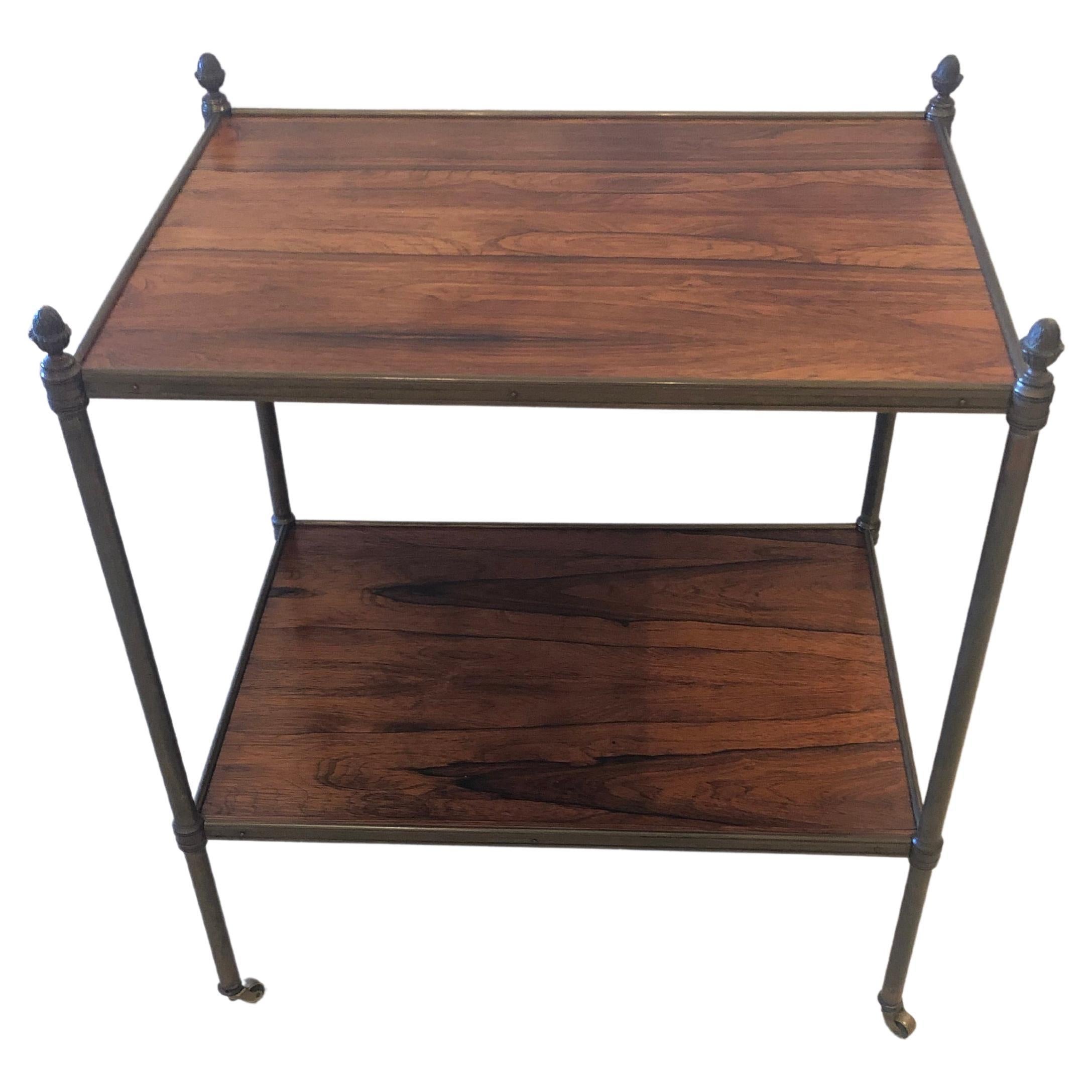 Sublimely Chic Maison Jansen Two Tier Rosewood & Bronze Side Table