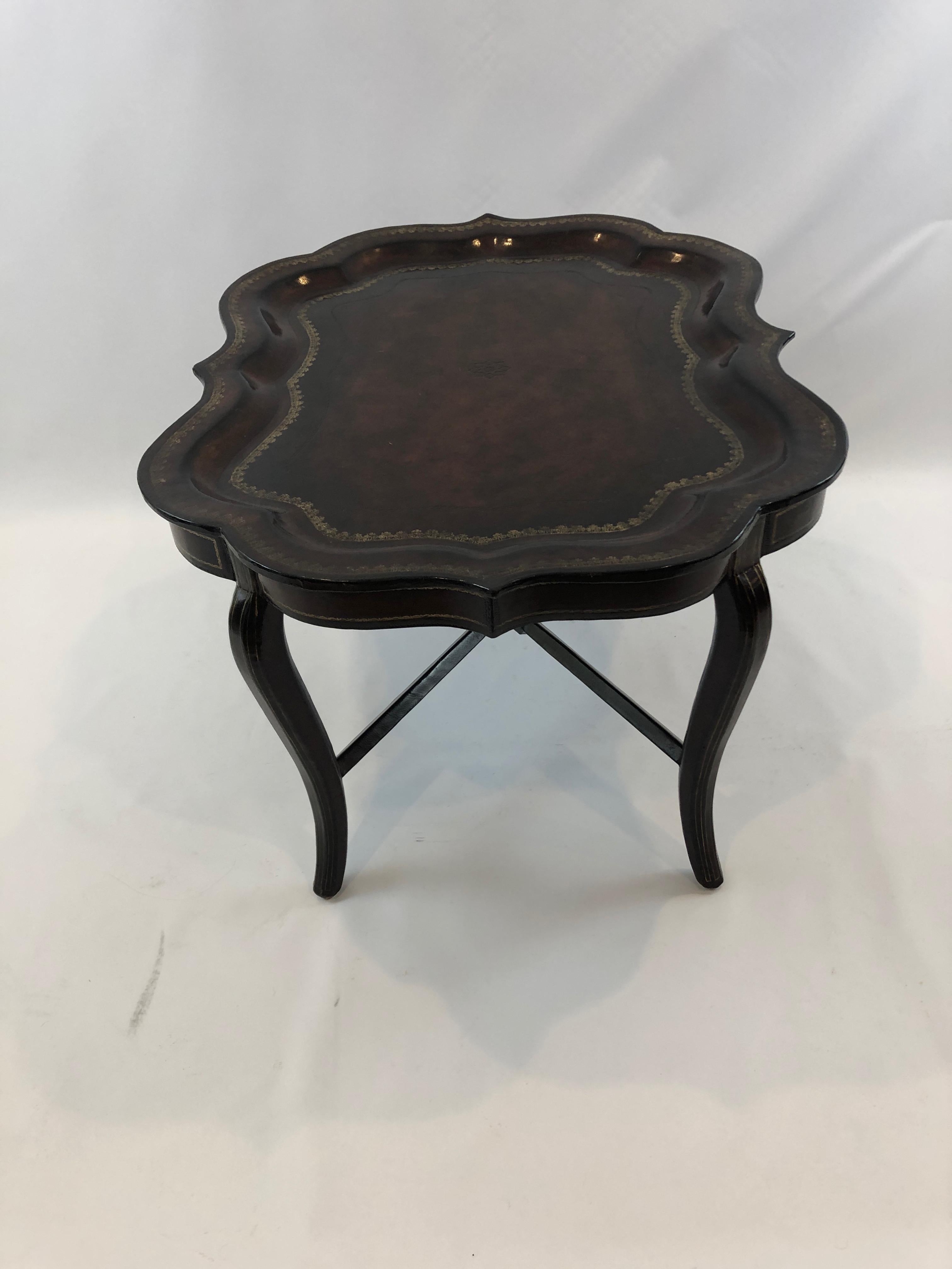 Sublimely Crafted Leather Wrapped Tray Coffee Table by Maitland Smith 9