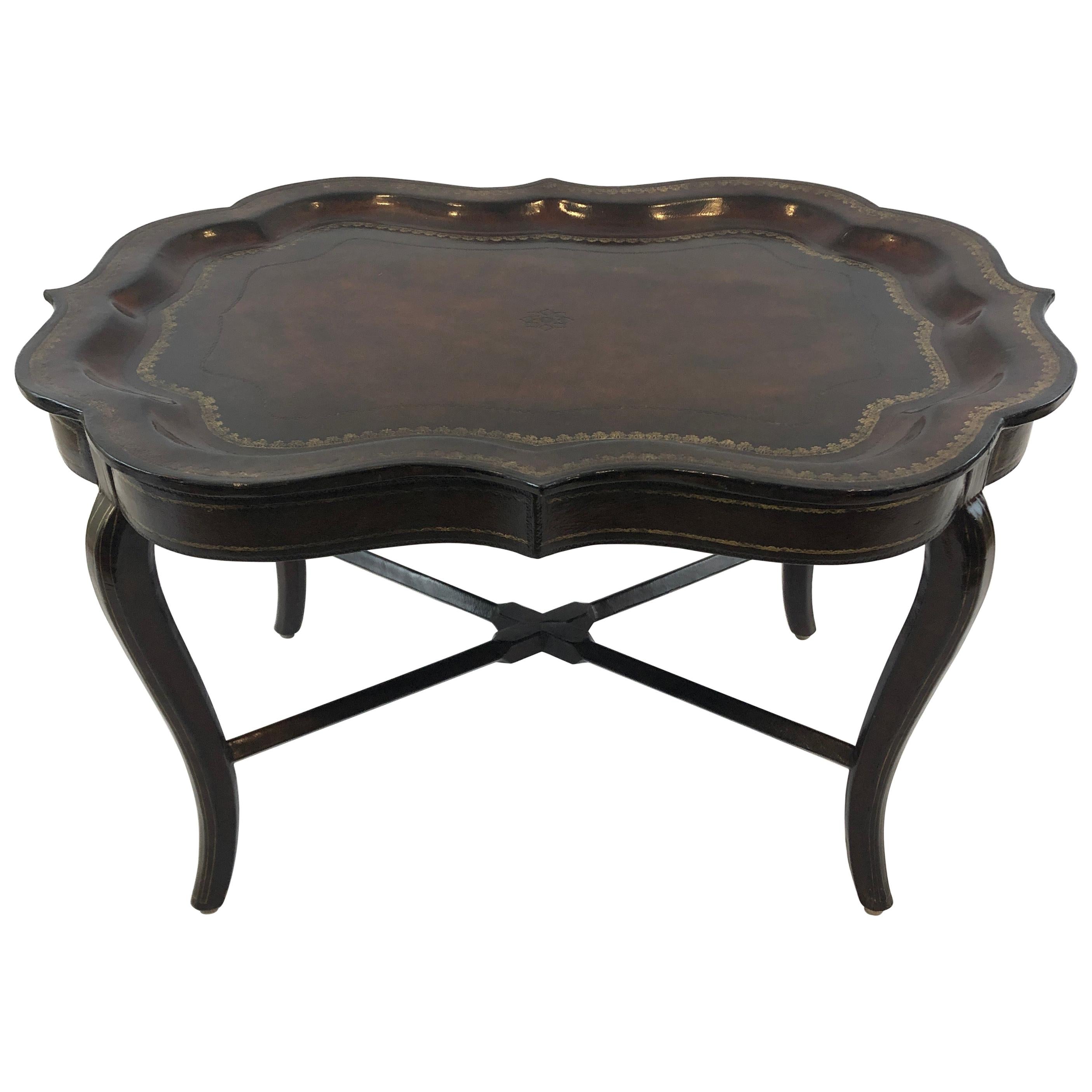 Sublimely Crafted Leather Wrapped Tray Coffee Table by Maitland Smith