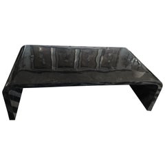 Sublimely Dramatic Large Faux Tortoise Tessellated Stone Waterfall Coffee Table