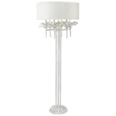 Lampadaire White Tole Faux Bambou et Palm Motife Sublimely Dramatique