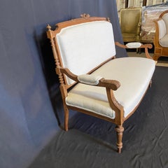 Sublimely Elegant French Louis XVI Walnut Sofa Loveseat from Parlor Suite
