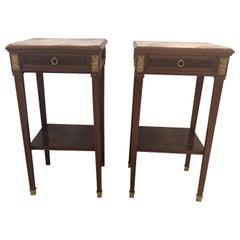 Sublimely Elegant Pair of Antique French Directoire Nightstands or End Tables