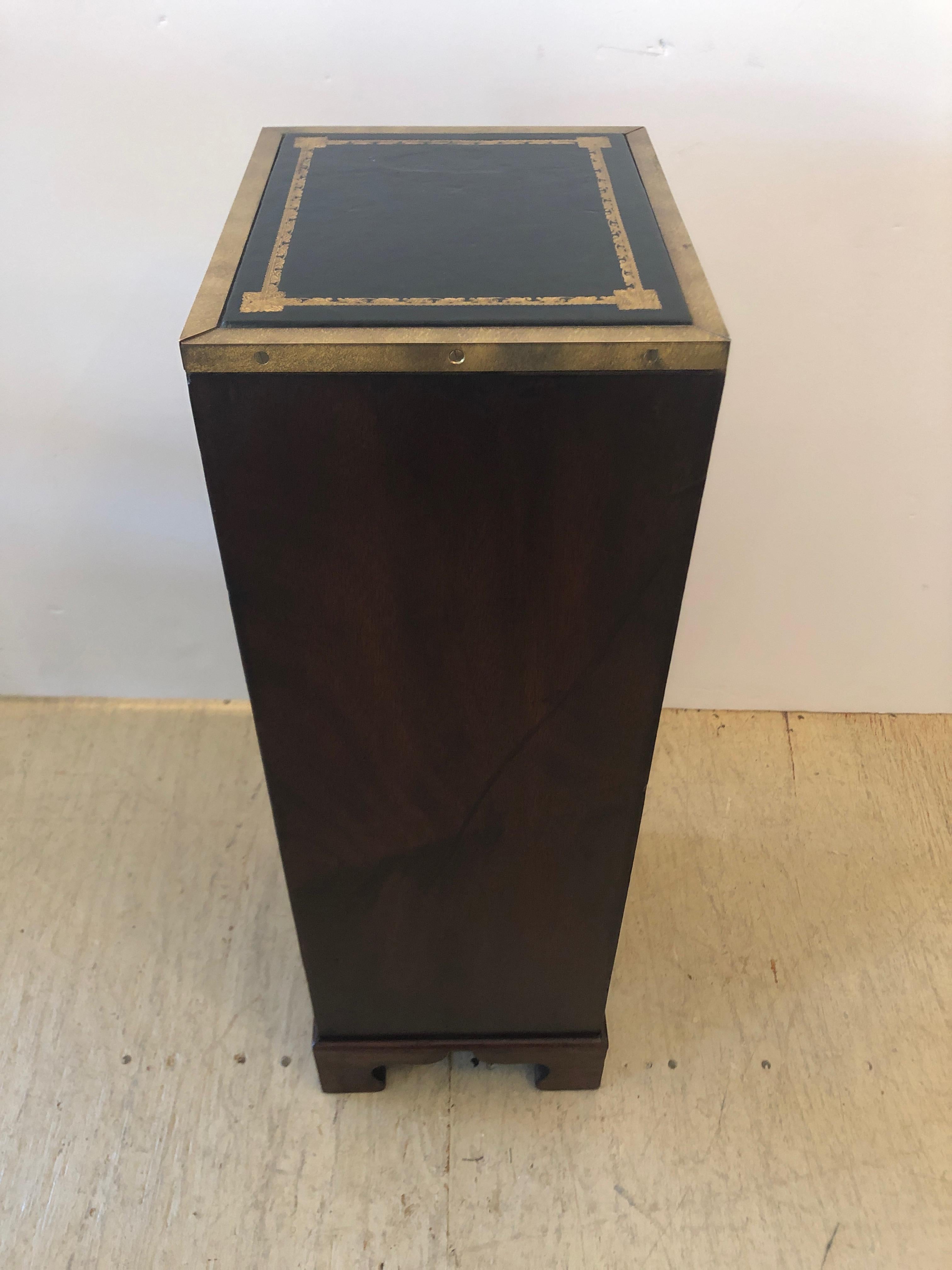 Early 20th Century Sublimely Elegant Tall Narrow English Campaign Chest or Side End Table