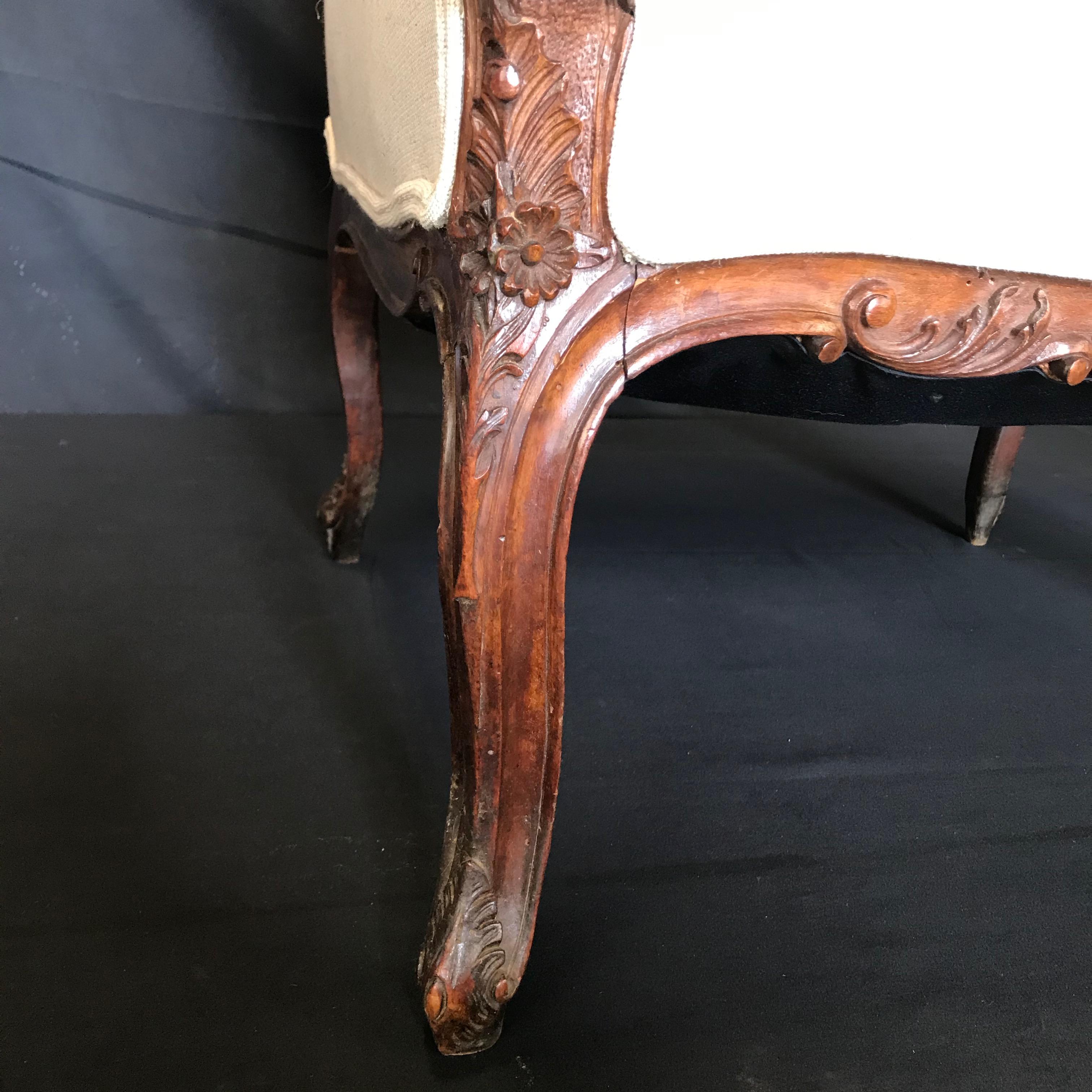 Sublimely Pretty French Louis XV 19th Century Carved Walnut Armchair 5