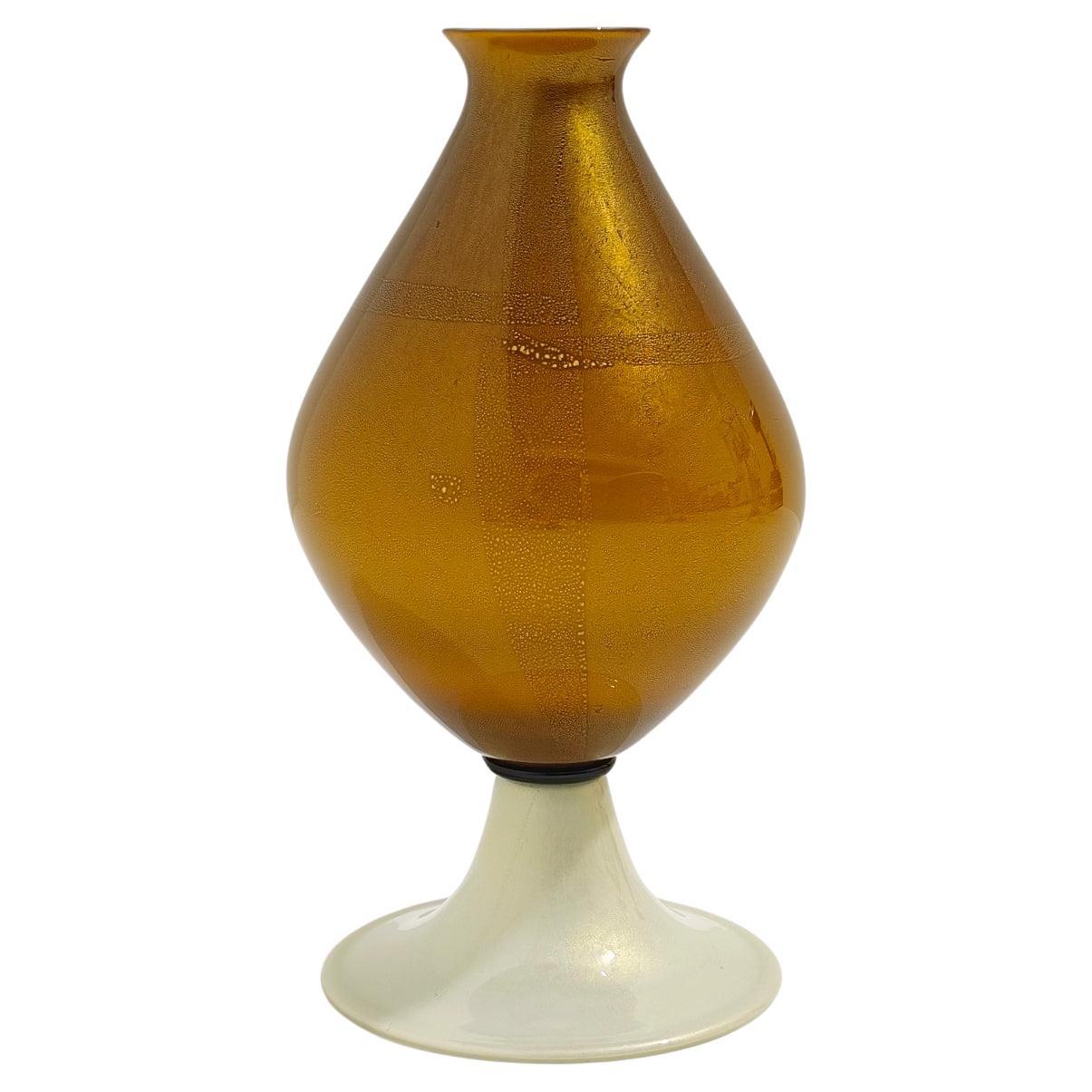 Vase en verre Murano Glass submergé et gainé Made in Italy 60/70s Mid-Century Modern en vente