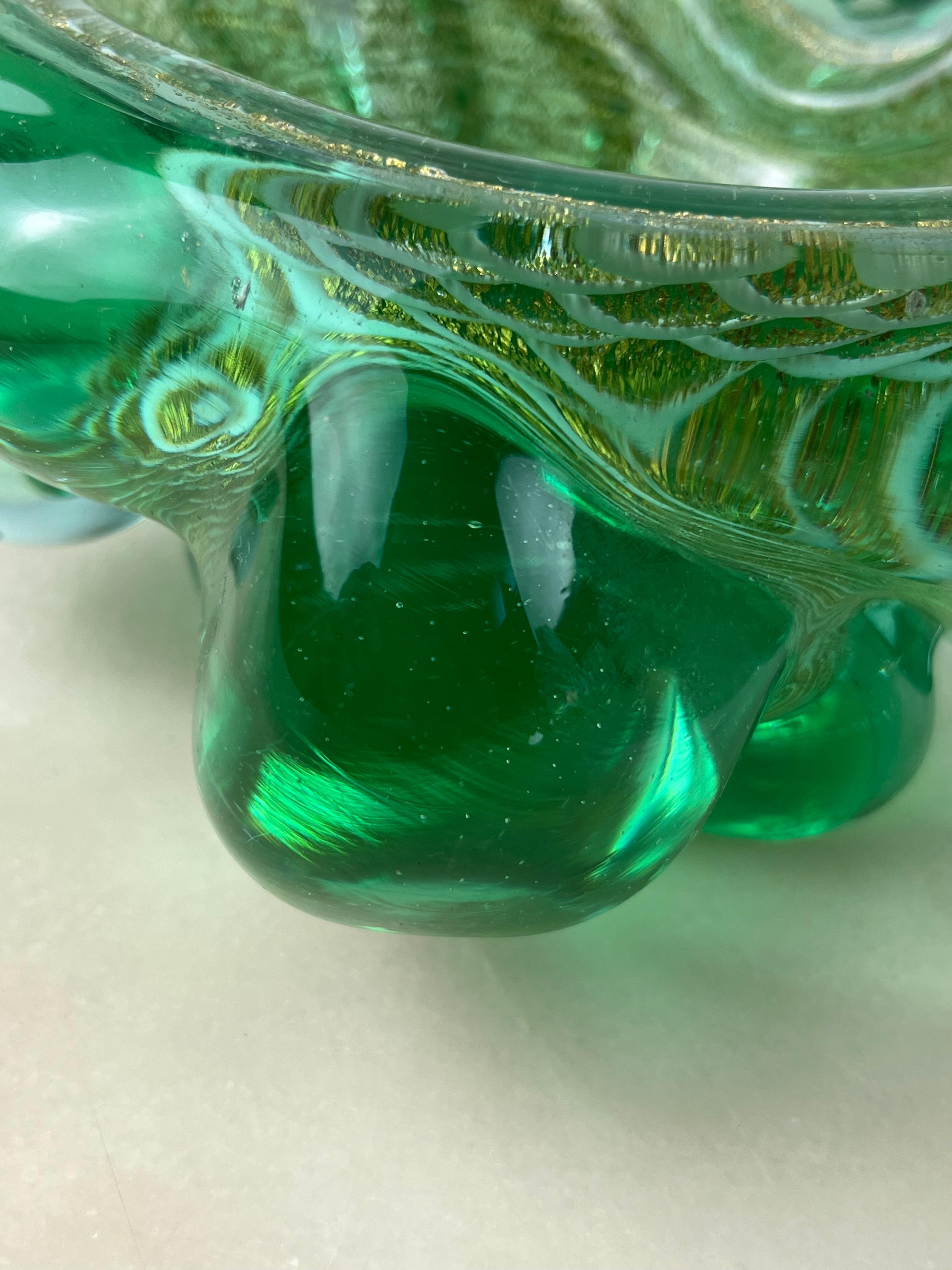 Late 20th Century Submerged Murano Glass Ashtray, attributed to Barovier & Toso, Italy, 1970s For Sale